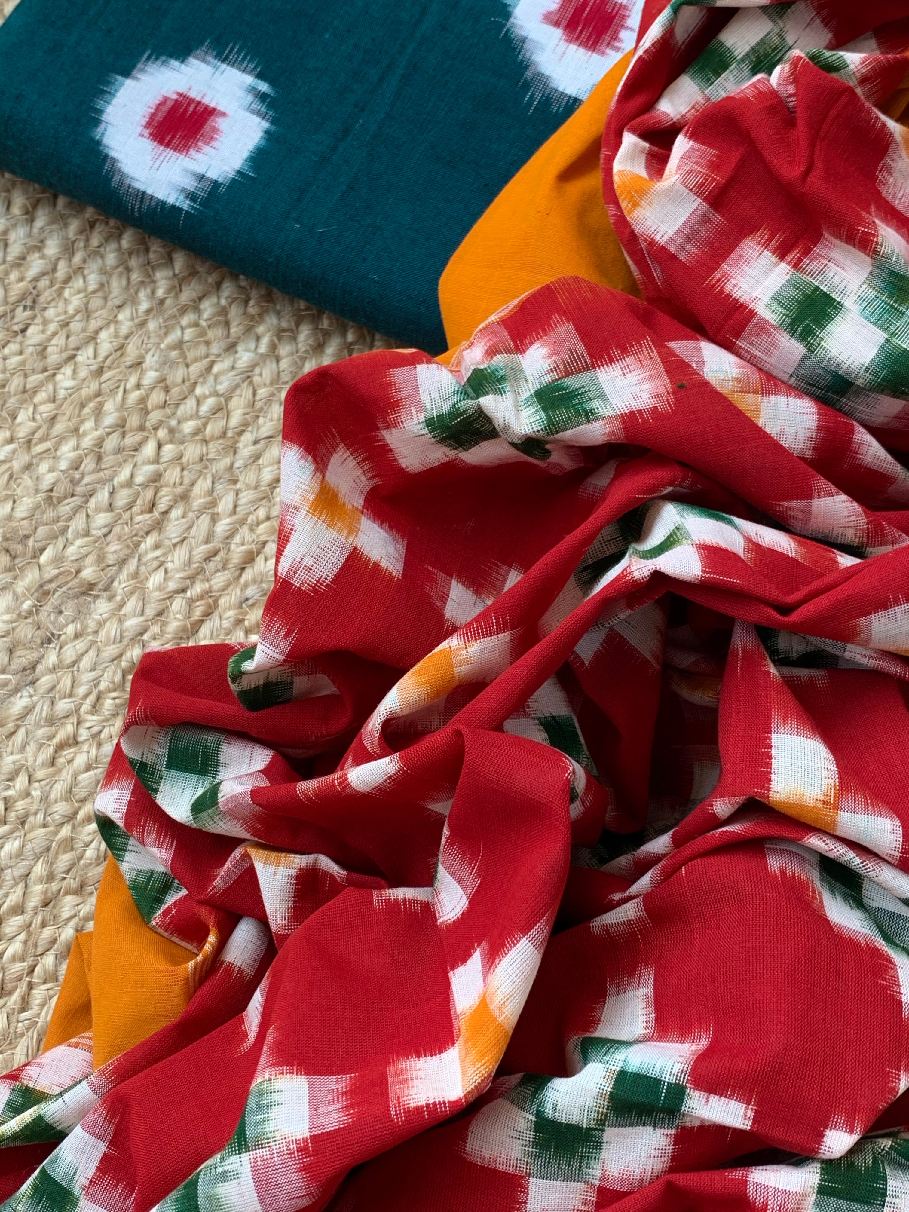 Handwoven Double Ikat Kurta Dupatta Set