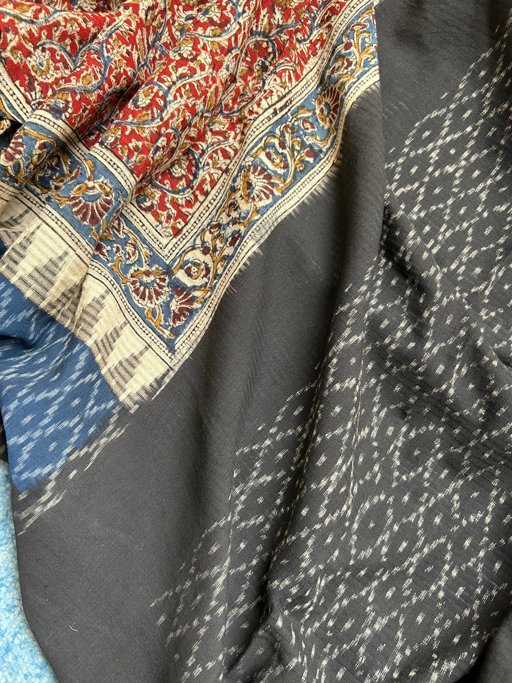Handwoven Handcrafted Ikat Kalamkari Kurta Dupatta Set