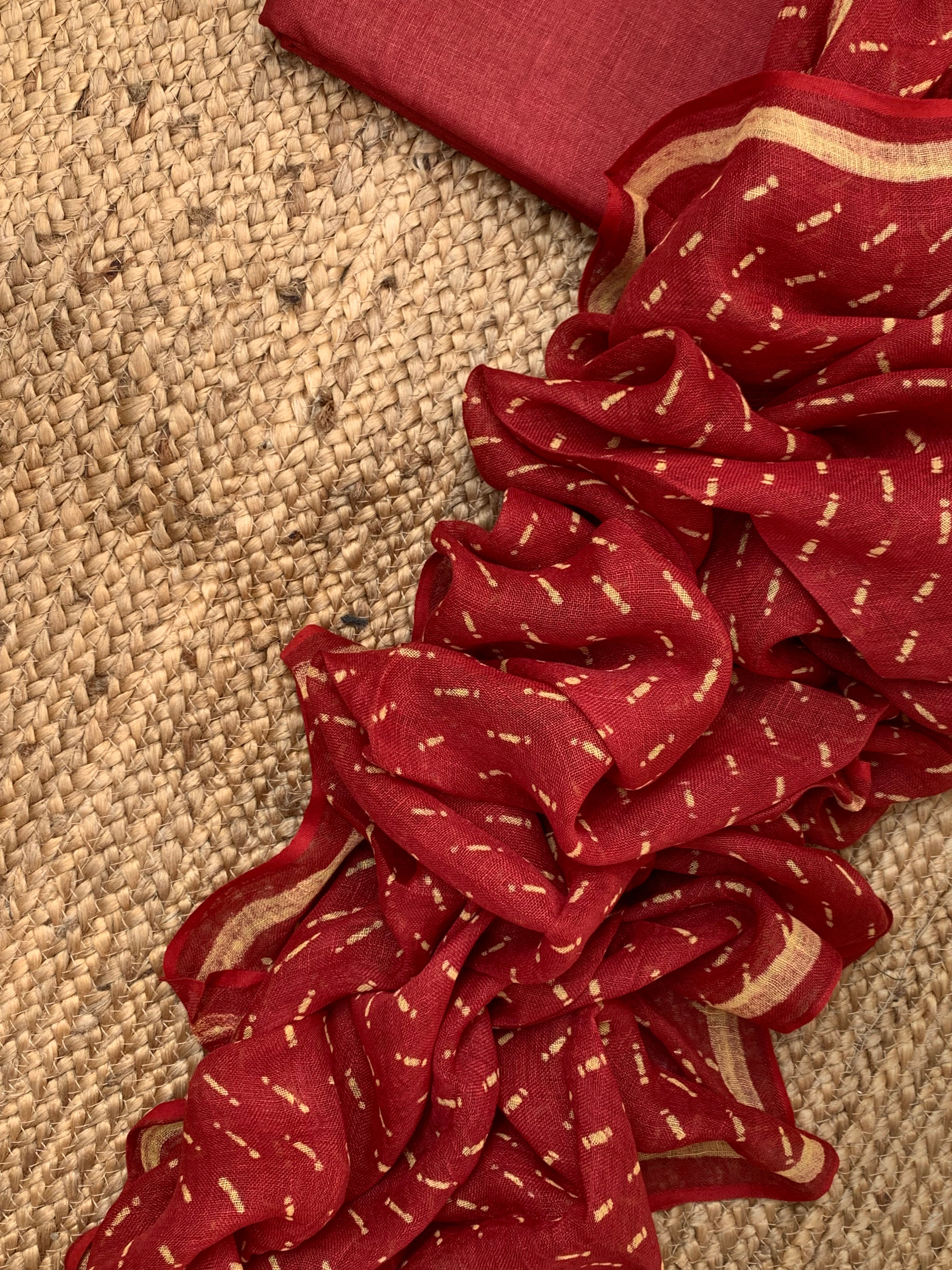 Handcrafted Linen Kurta Dupatta Set