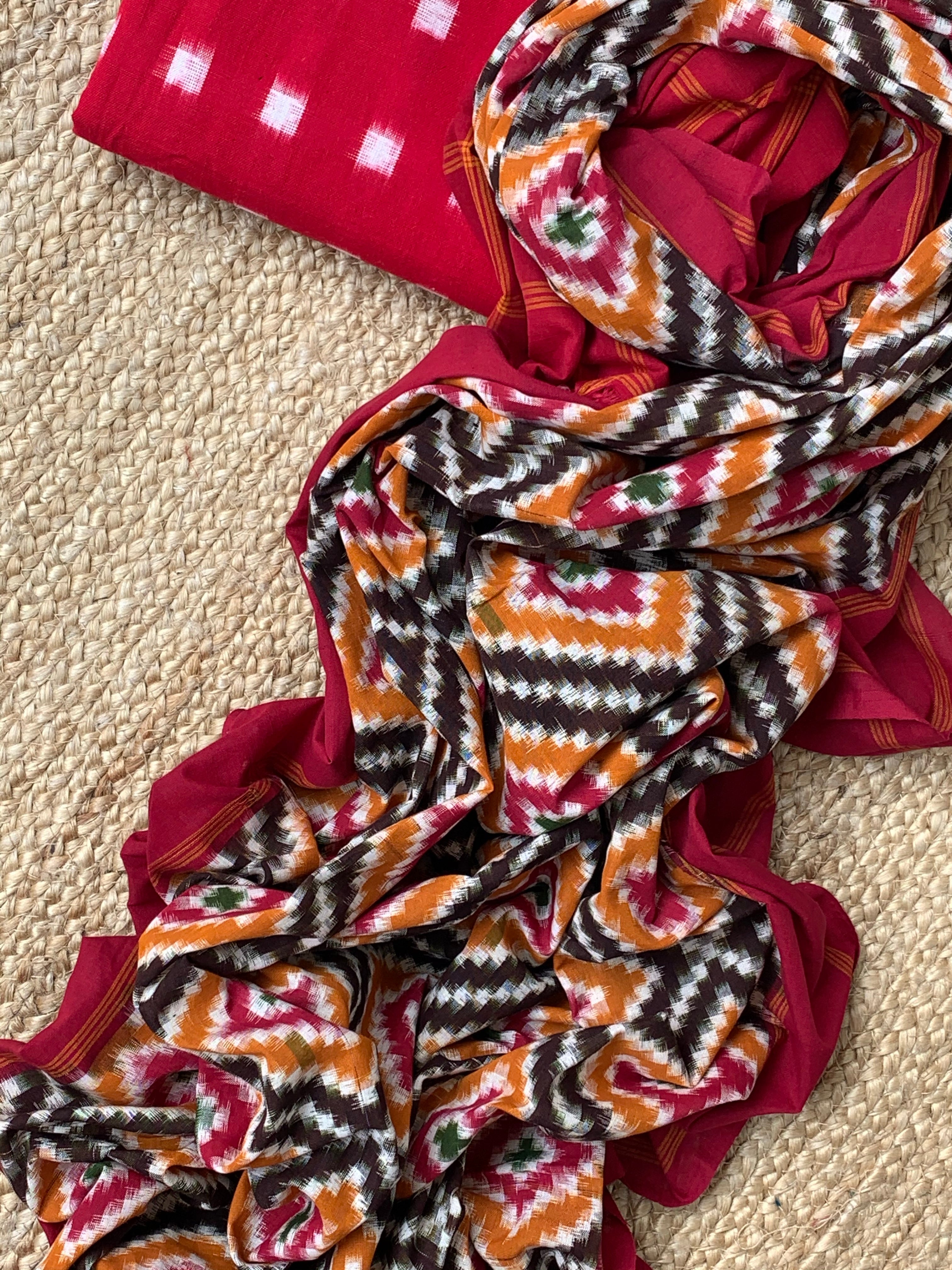 Handwoven Double Ikat Kurta Dupatta Set