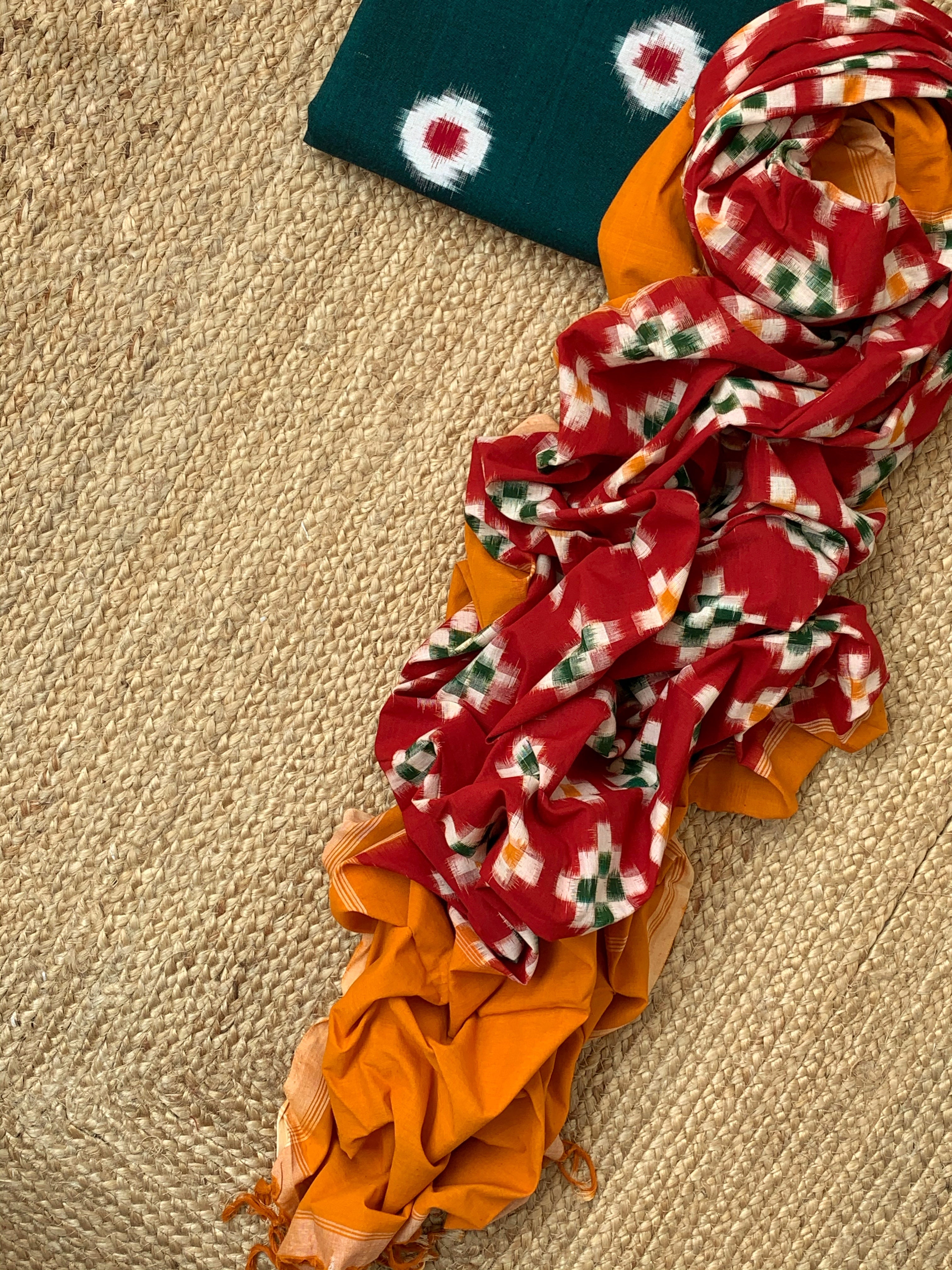 Handwoven Double Ikat Kurta Dupatta Set
