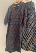 Handblock Cotton Ajrakh Kurta Bottom Set