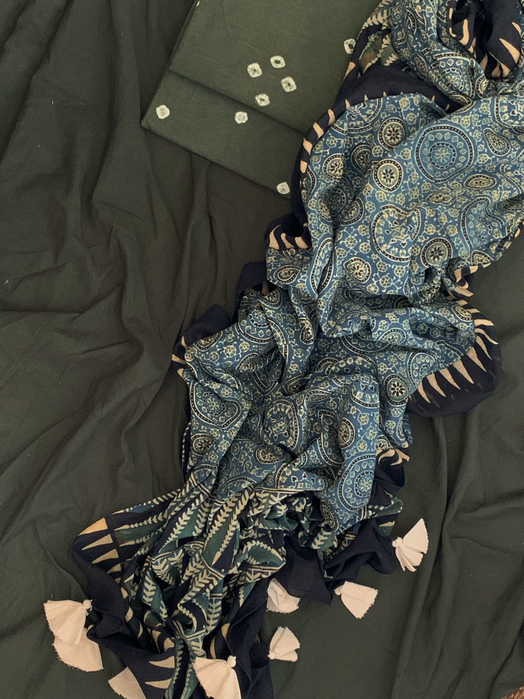 Handcrafted Bandhani Ajrakh Cotton Suit