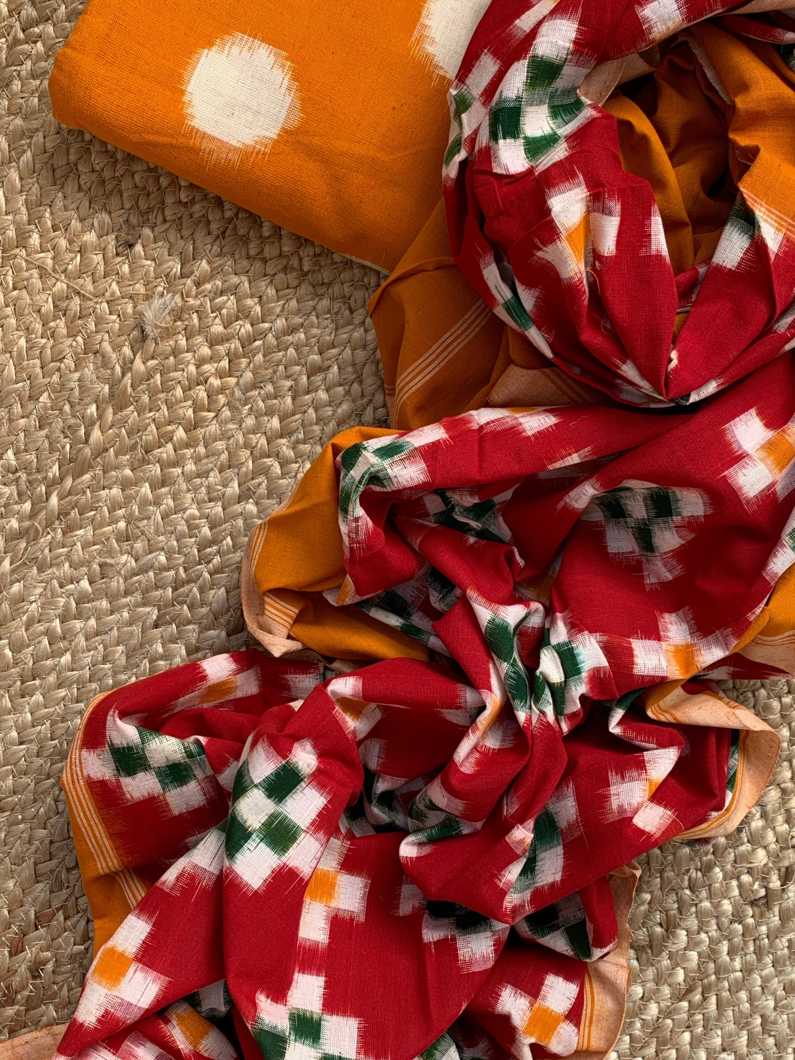 Handwoven Double Ikat Kurta  Dupatta set