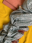 Handcrafted Cotton Mul Dupatta Suit - Peach & Mint