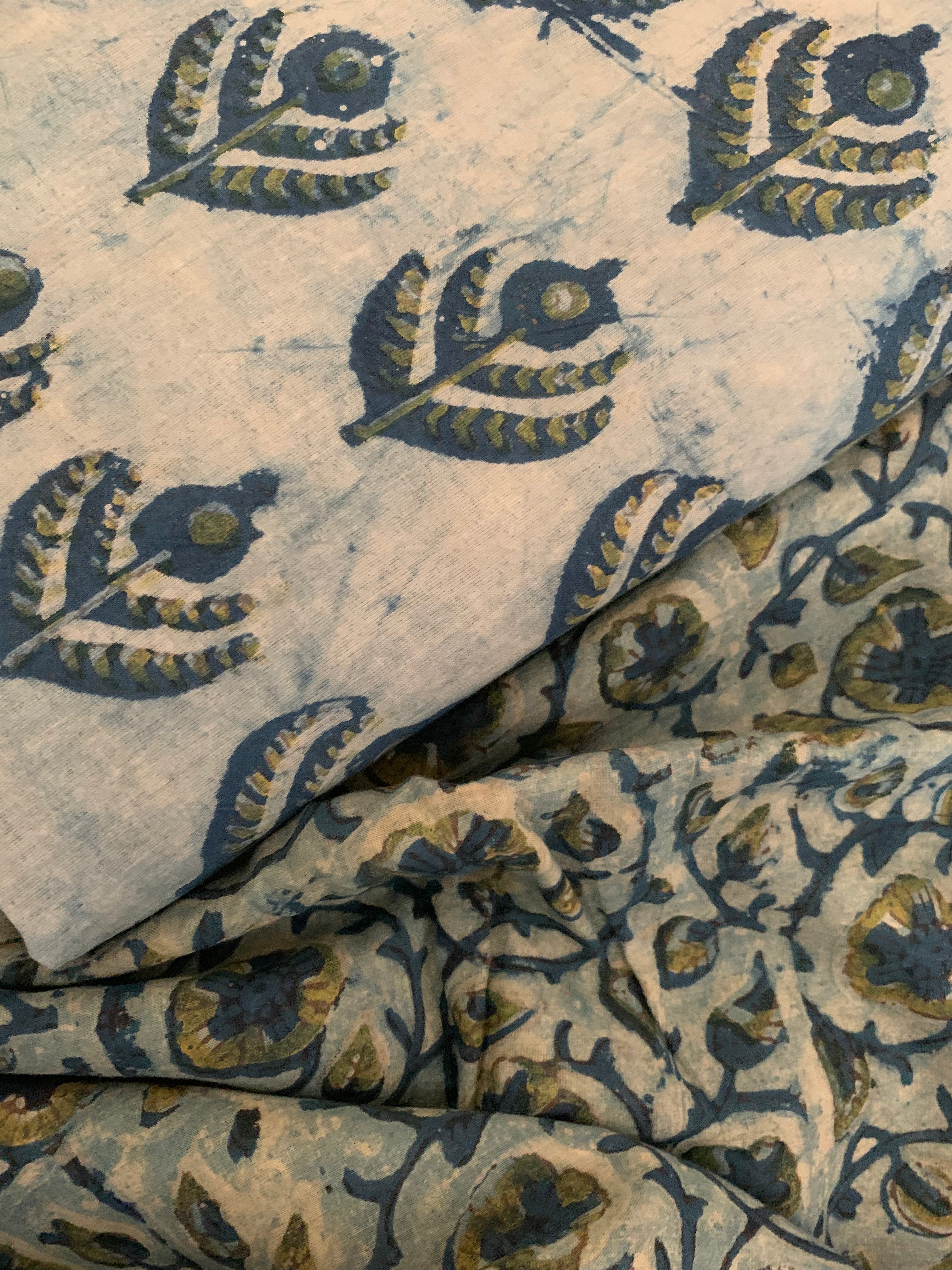 Handblock Ajrakh Cotton Kurta Bottom Set