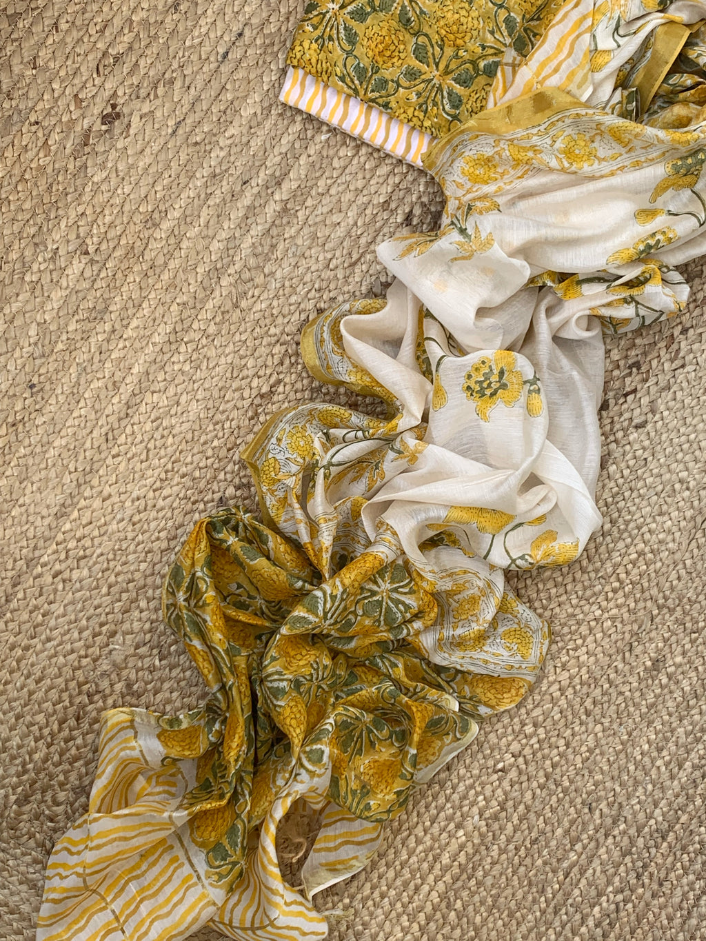 Handblock Chanderi Silk Cotton Suit