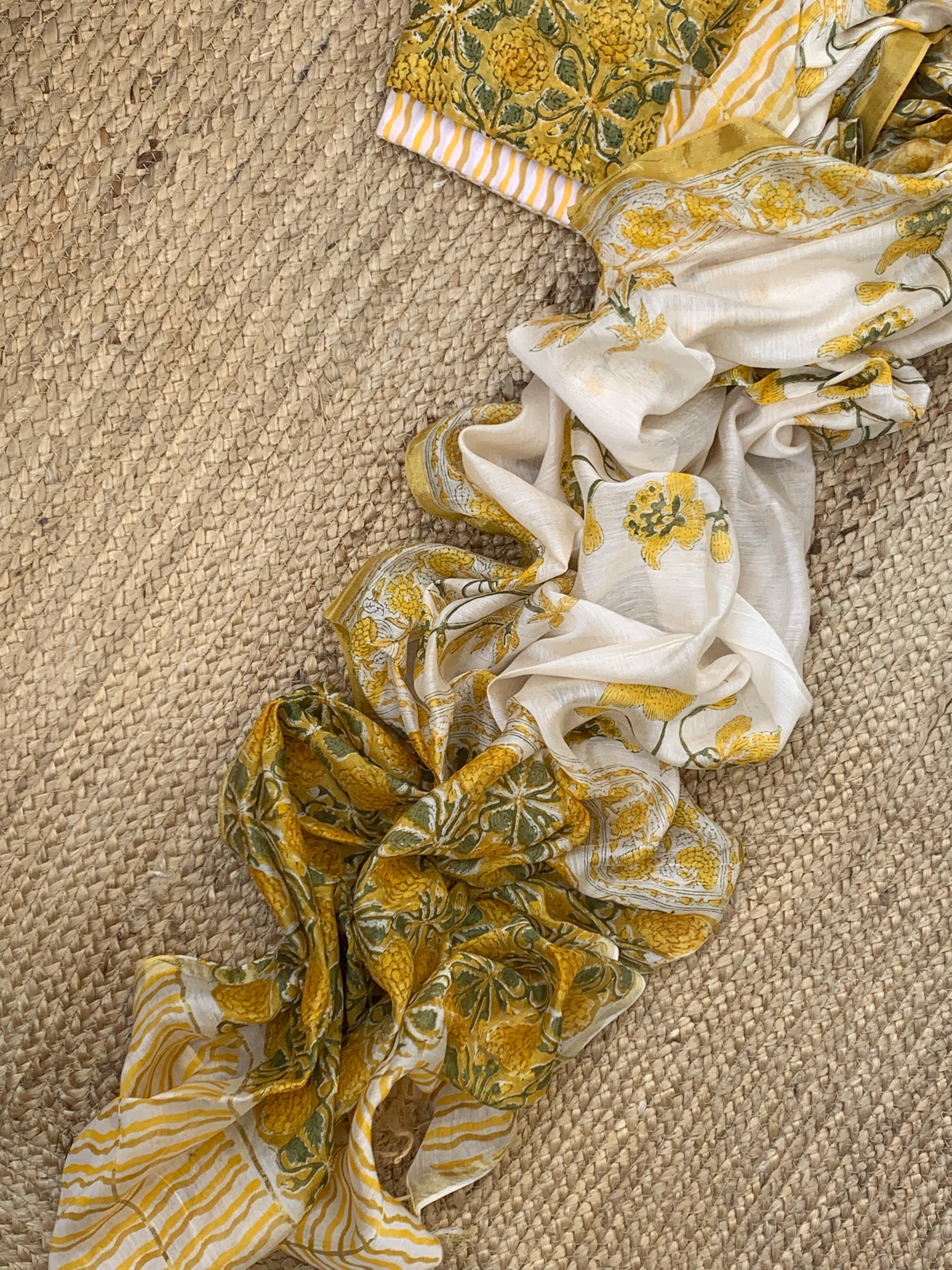 Handblock Chanderi Silk Cotton Suit