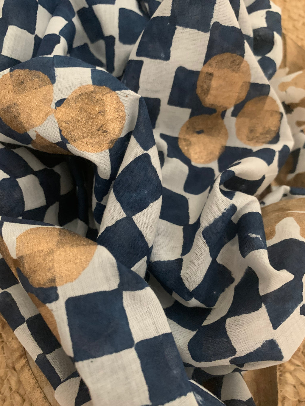Handcrafted Cotton Mul Dupatta Suit - Mint & Midnight Blue