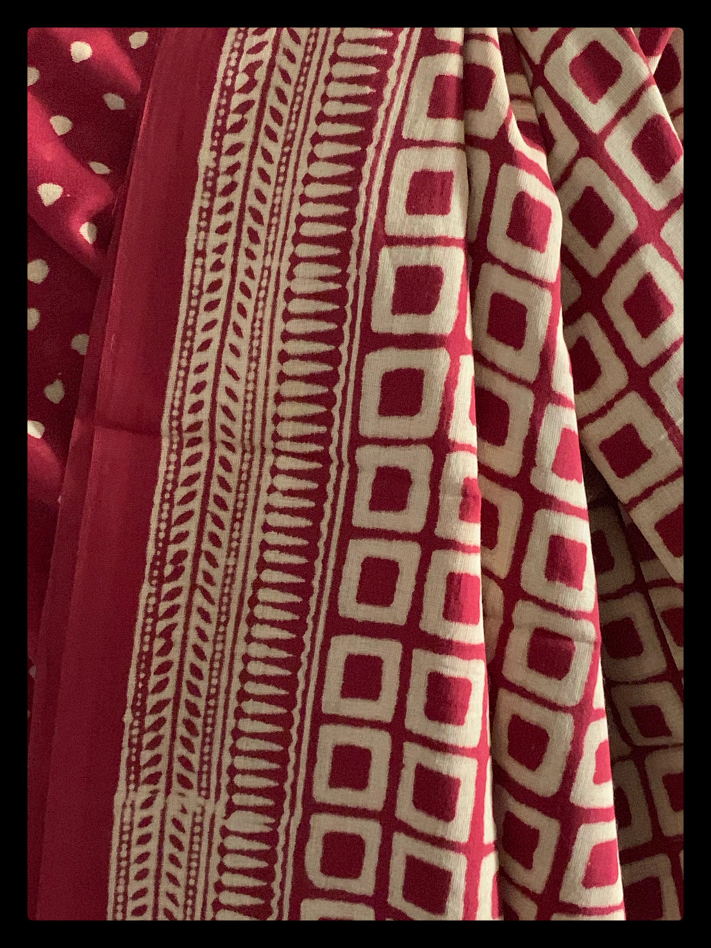 Red Handblock Printed Cotton Saree