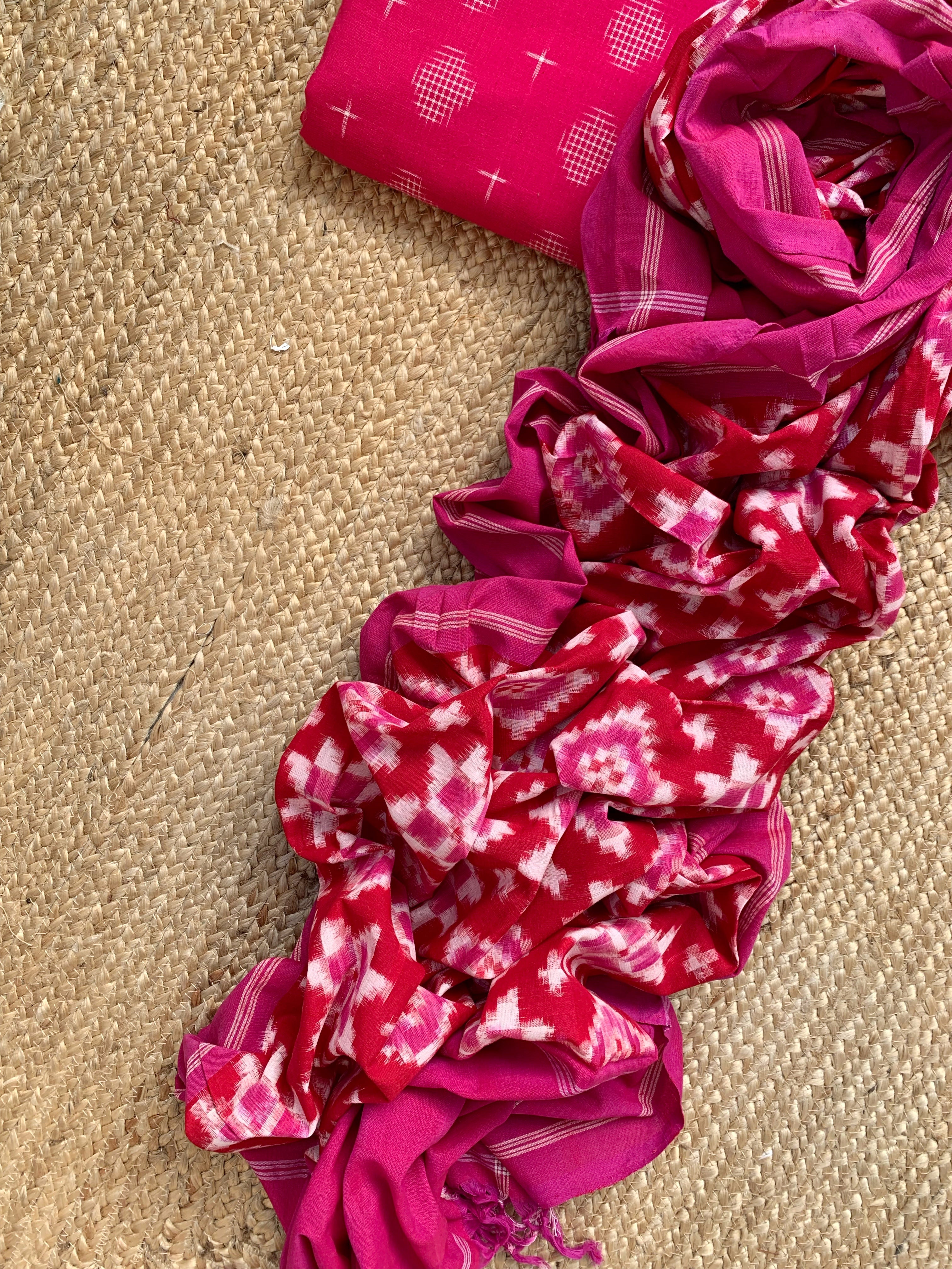 Handwoven Double Ikat Kurta Dupatta Set