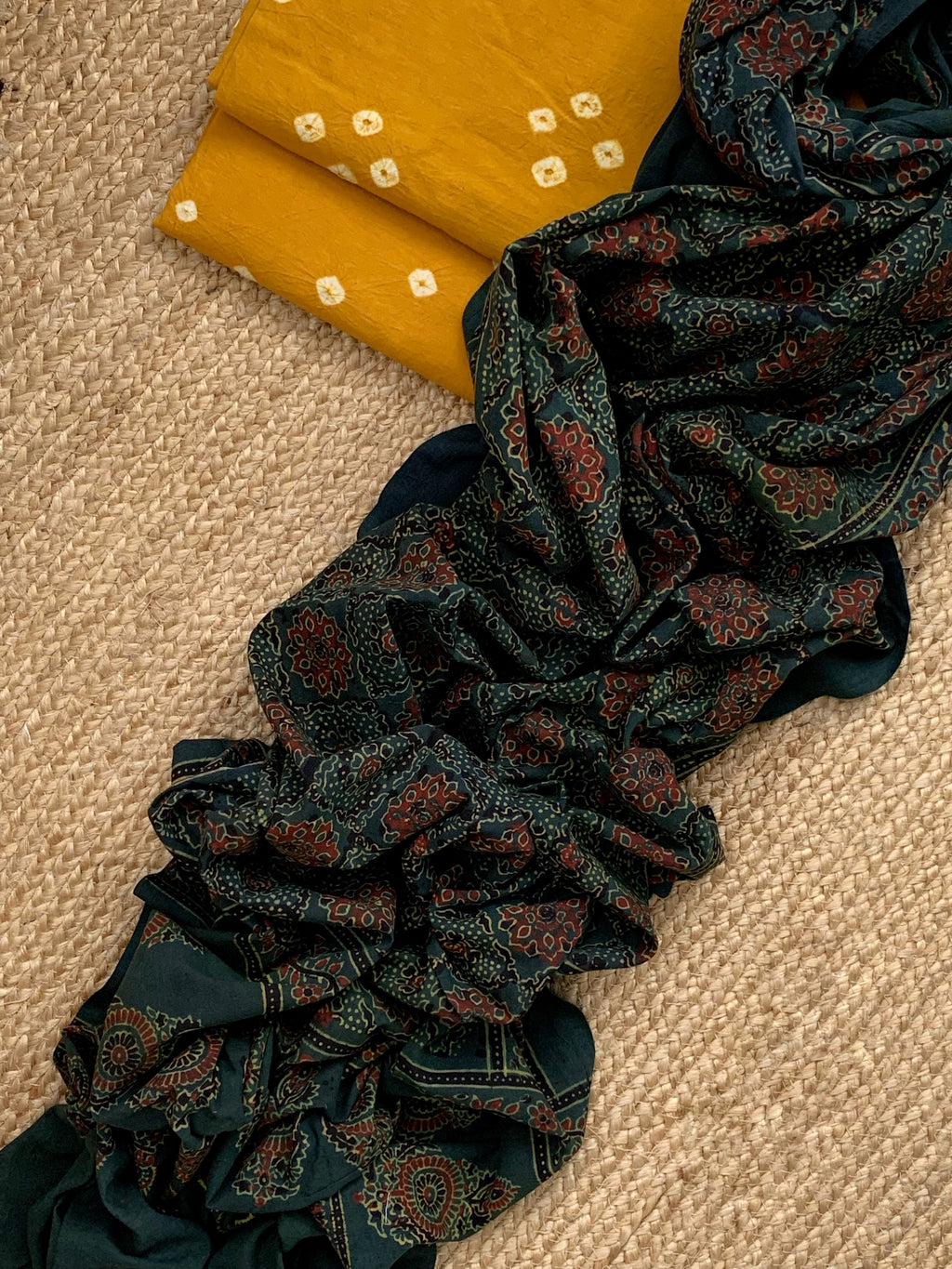 Handcrafted Bandhani Ajrakh Cotton Suit