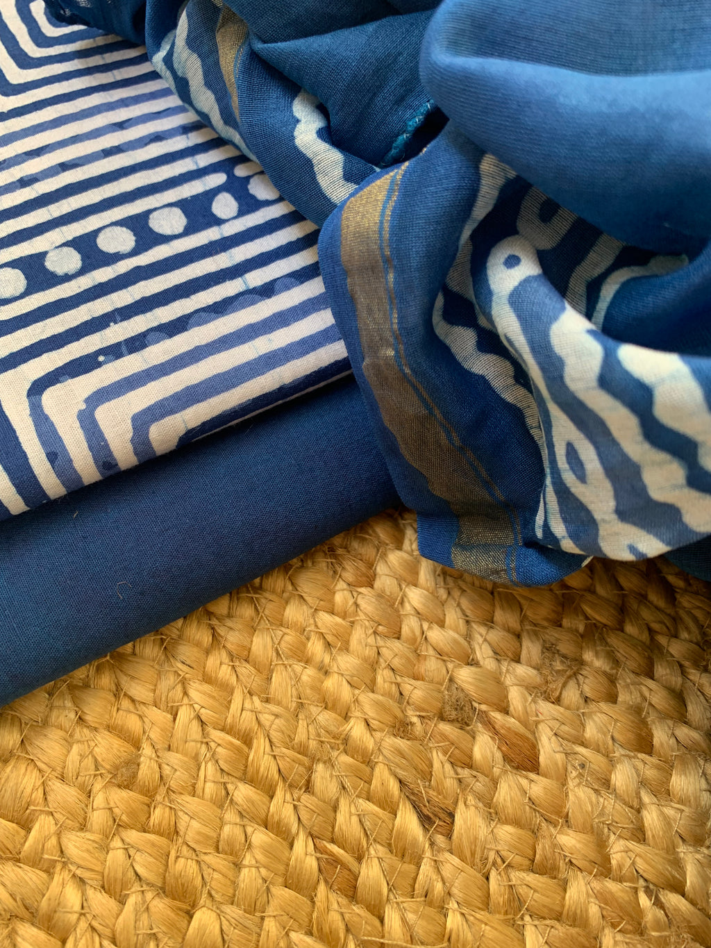 Handblock Batik Cotton Chanderi Suit