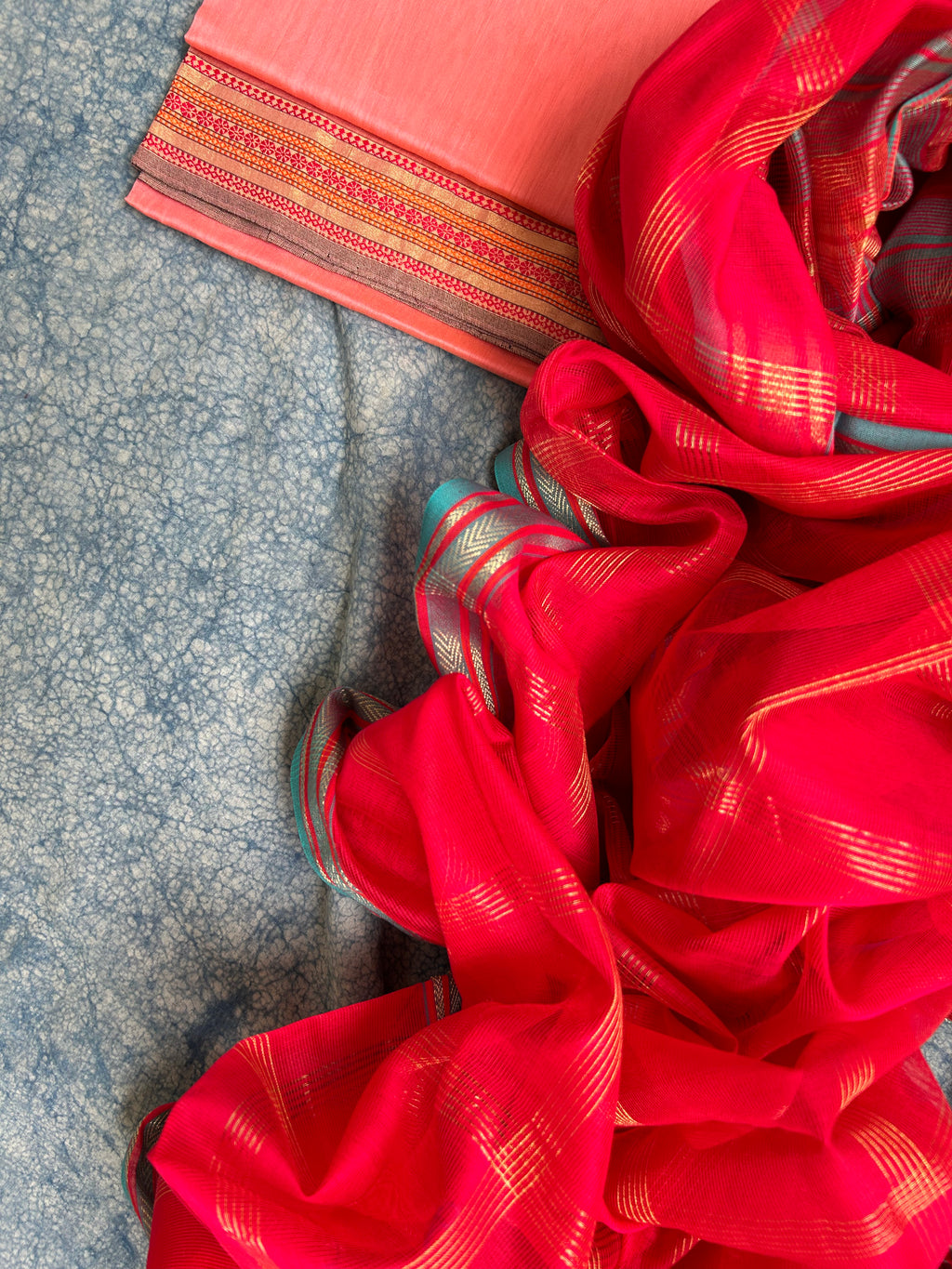 Handwoven Maheshwari Kurta Dupatta Set