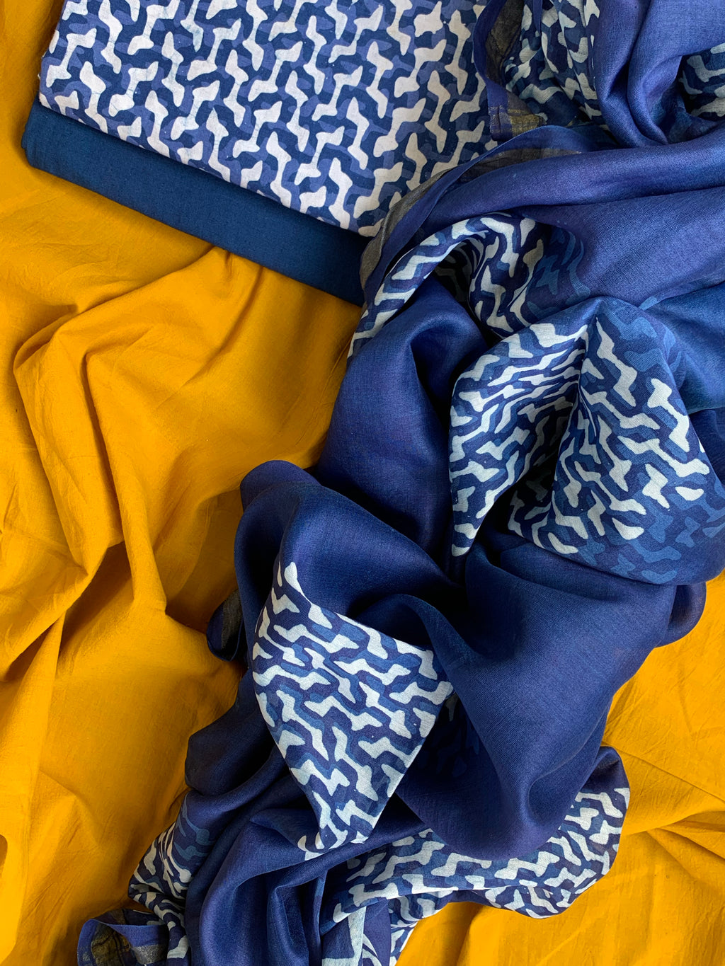 Handblock Batik Cotton Chanderi Suit