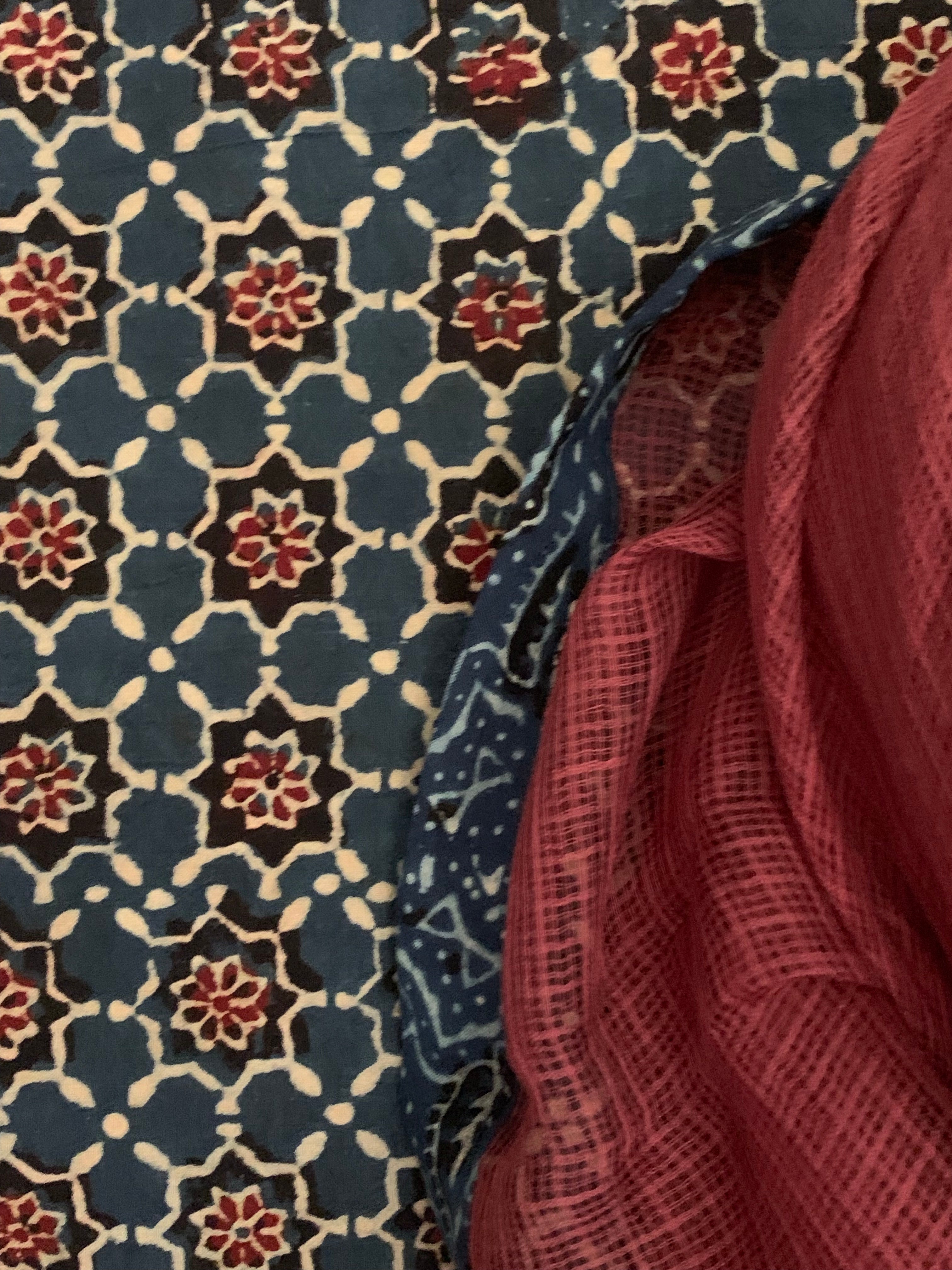 Handblock Ajrakh Cotton Kota Suit