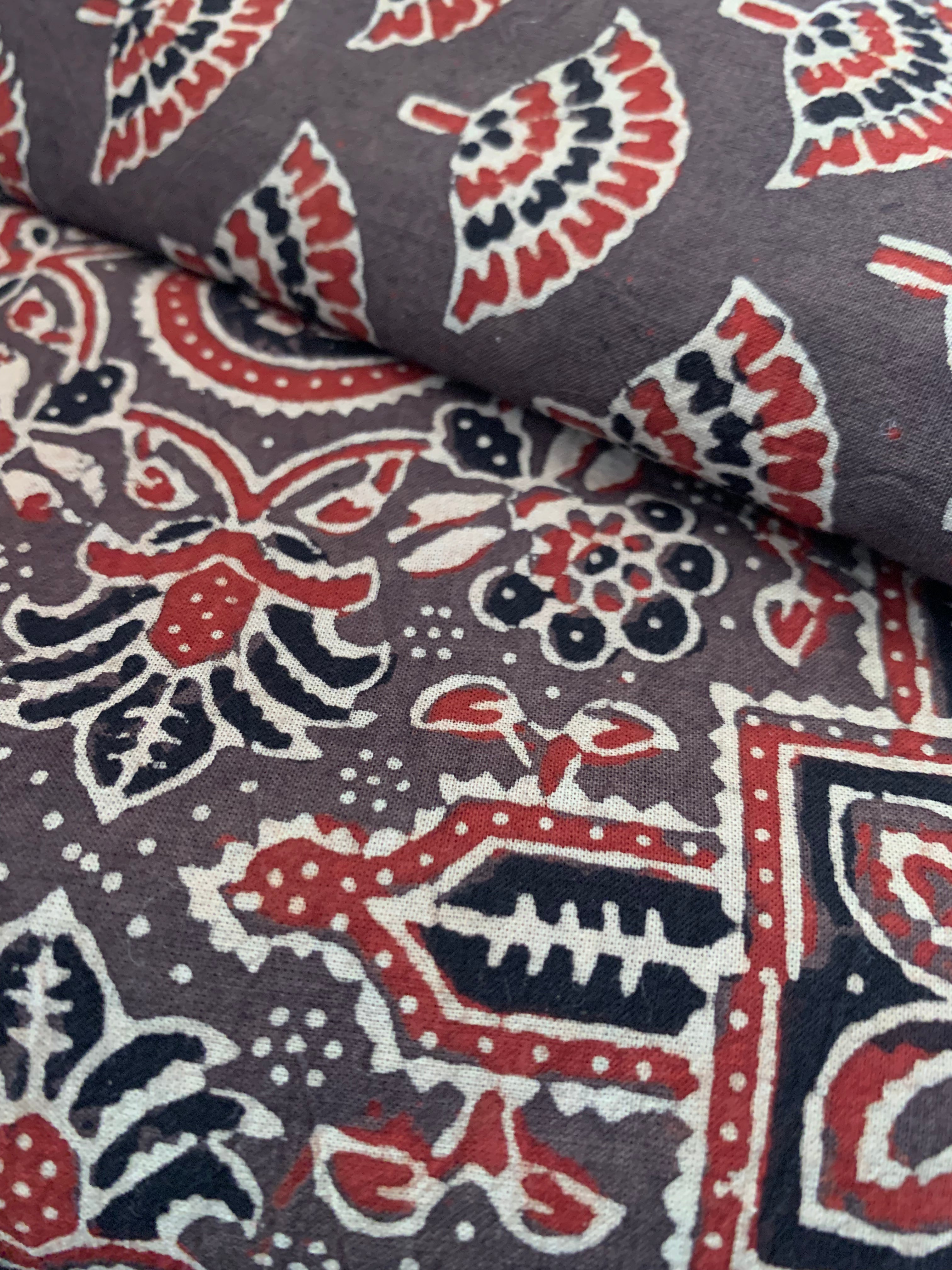 Handblock Ajrakh Cotton Kurta Bottom Set