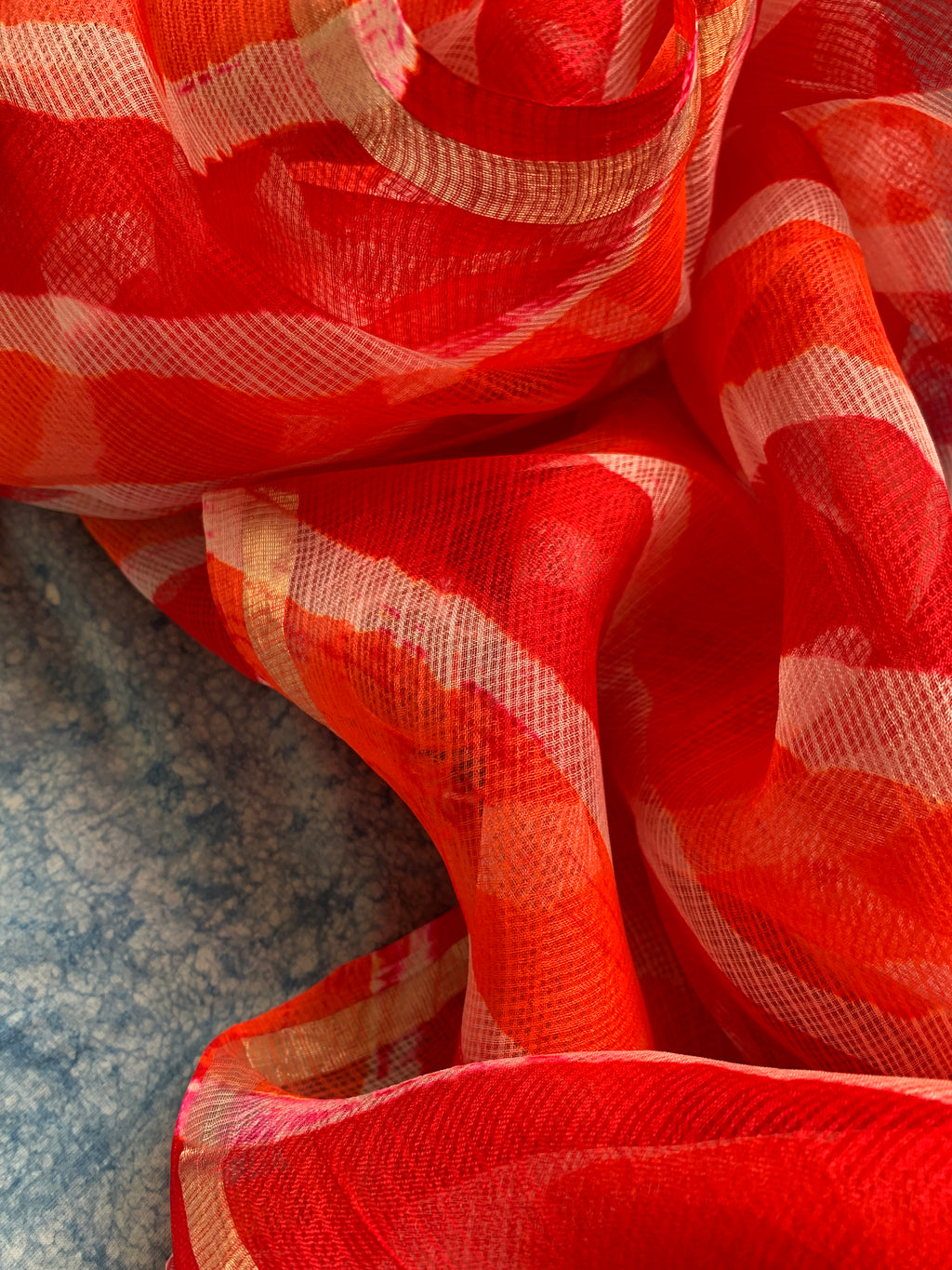 Handcrafted Tie-Dye Silk Kota Doria Dupatta