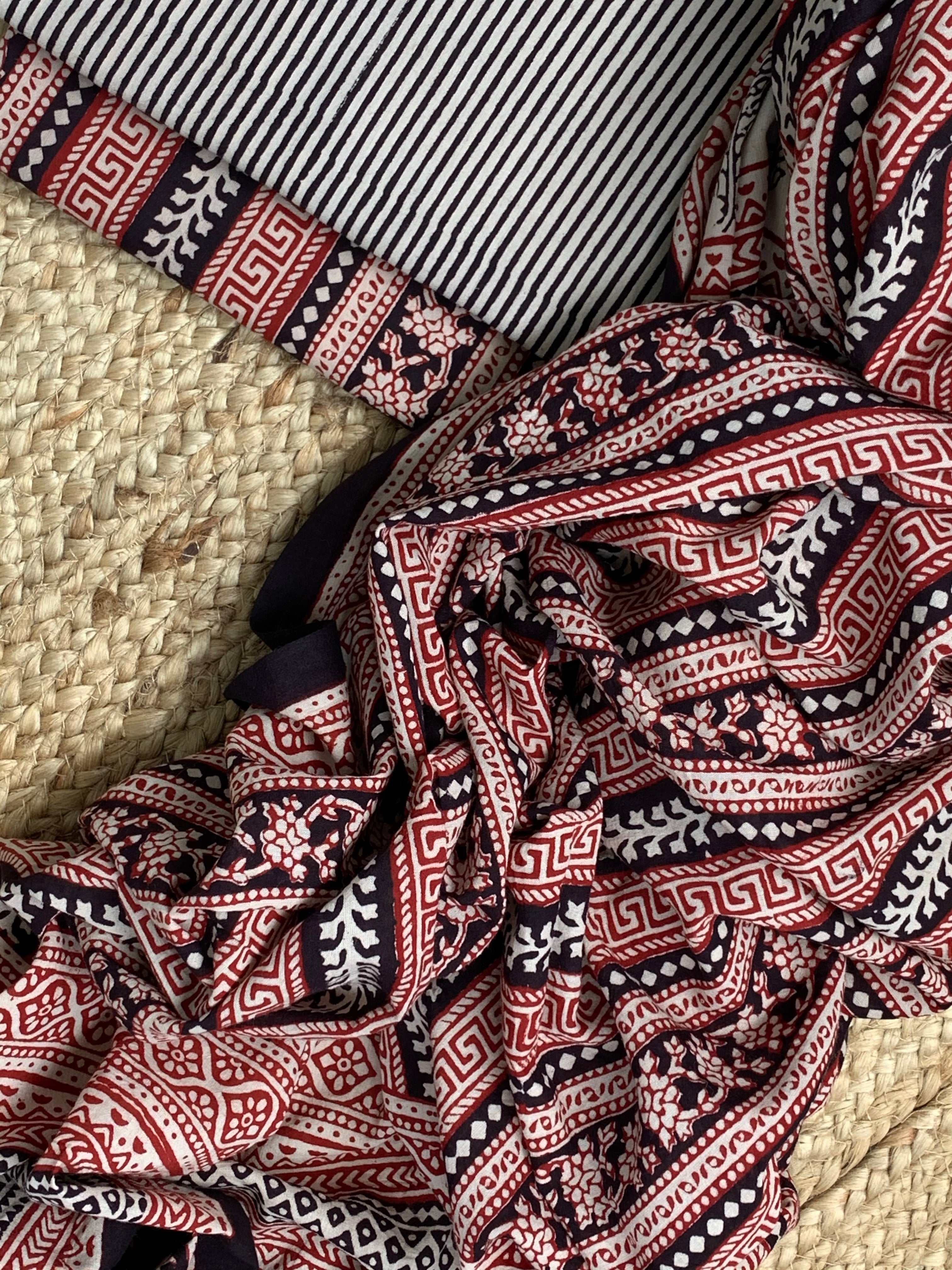 Natural Dyed Bagh Handblock Cotton Suit