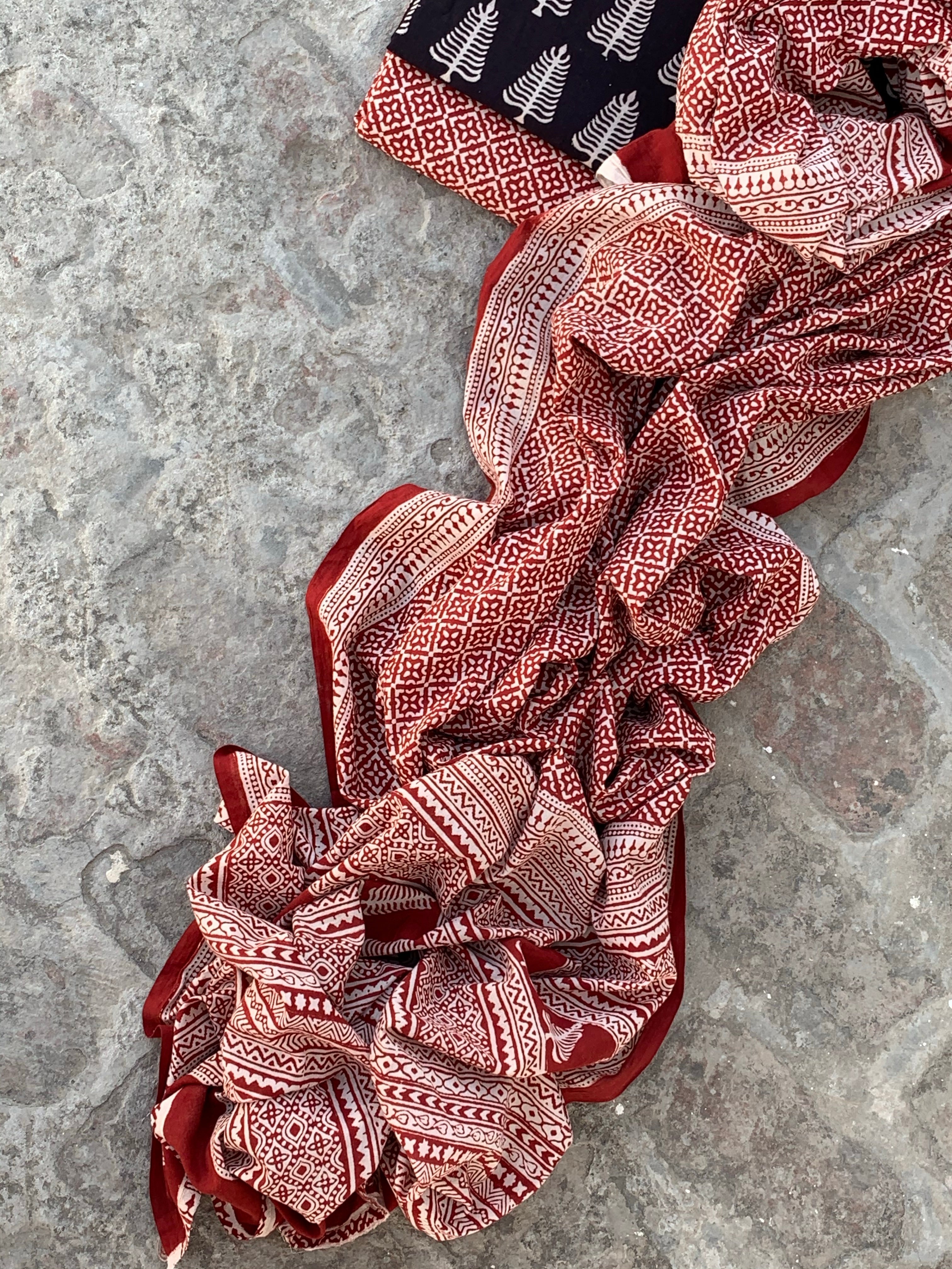 Natural Dyed Bagh Handblock Cotton Suit