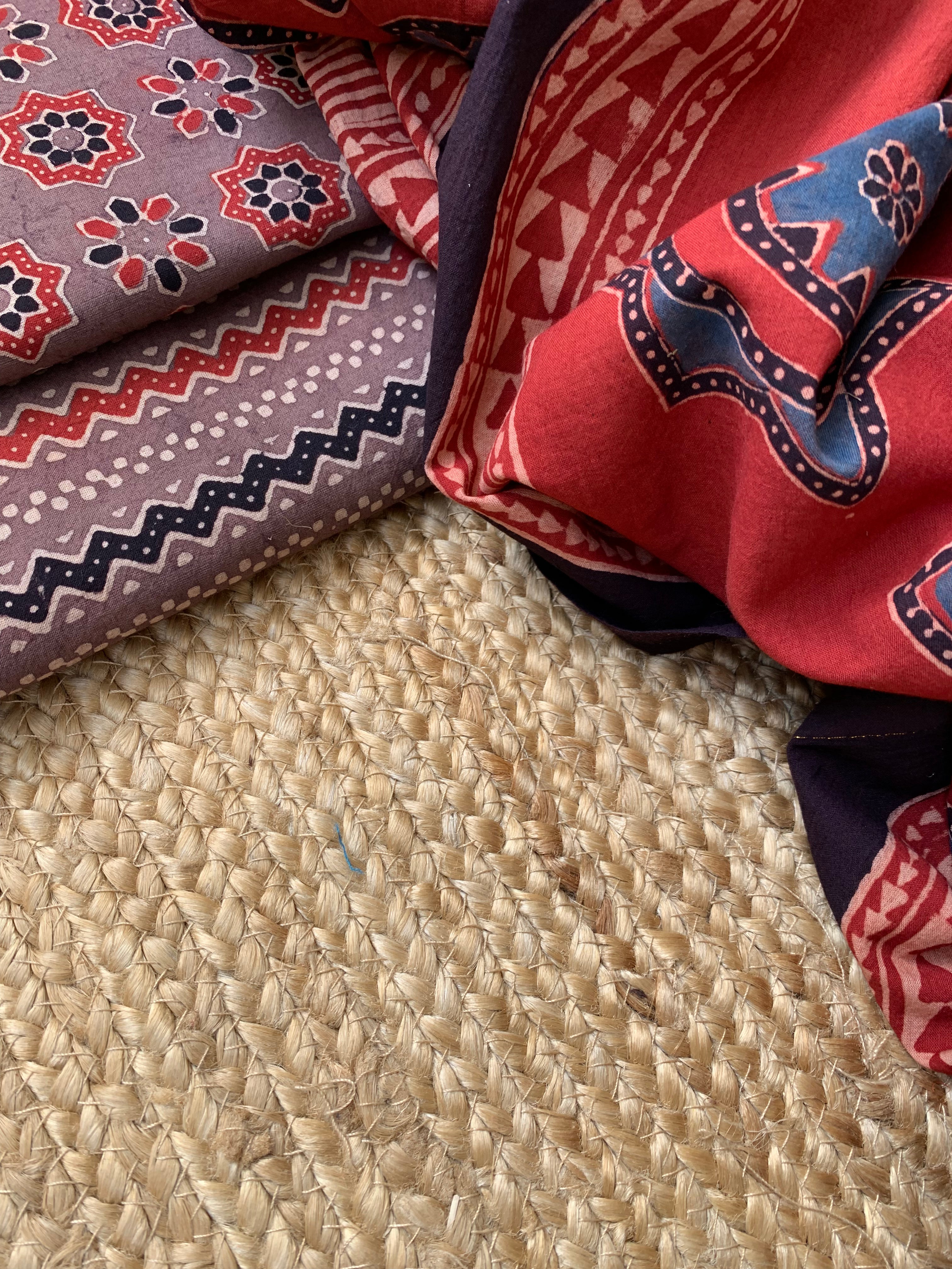 Natural Dyes Handblock Ajrakh Cotton Suit