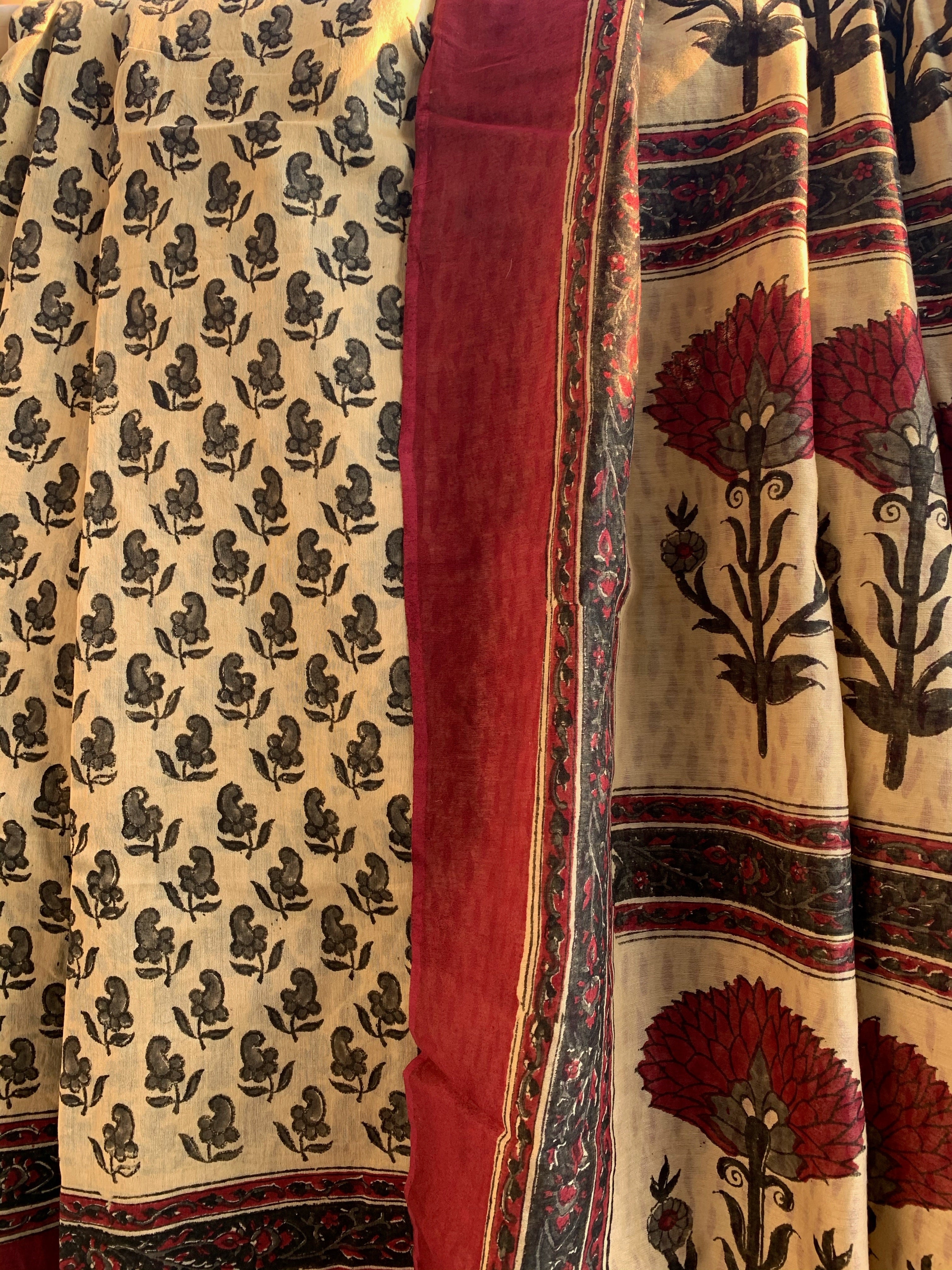 Handblock Printed Chanderi Saree