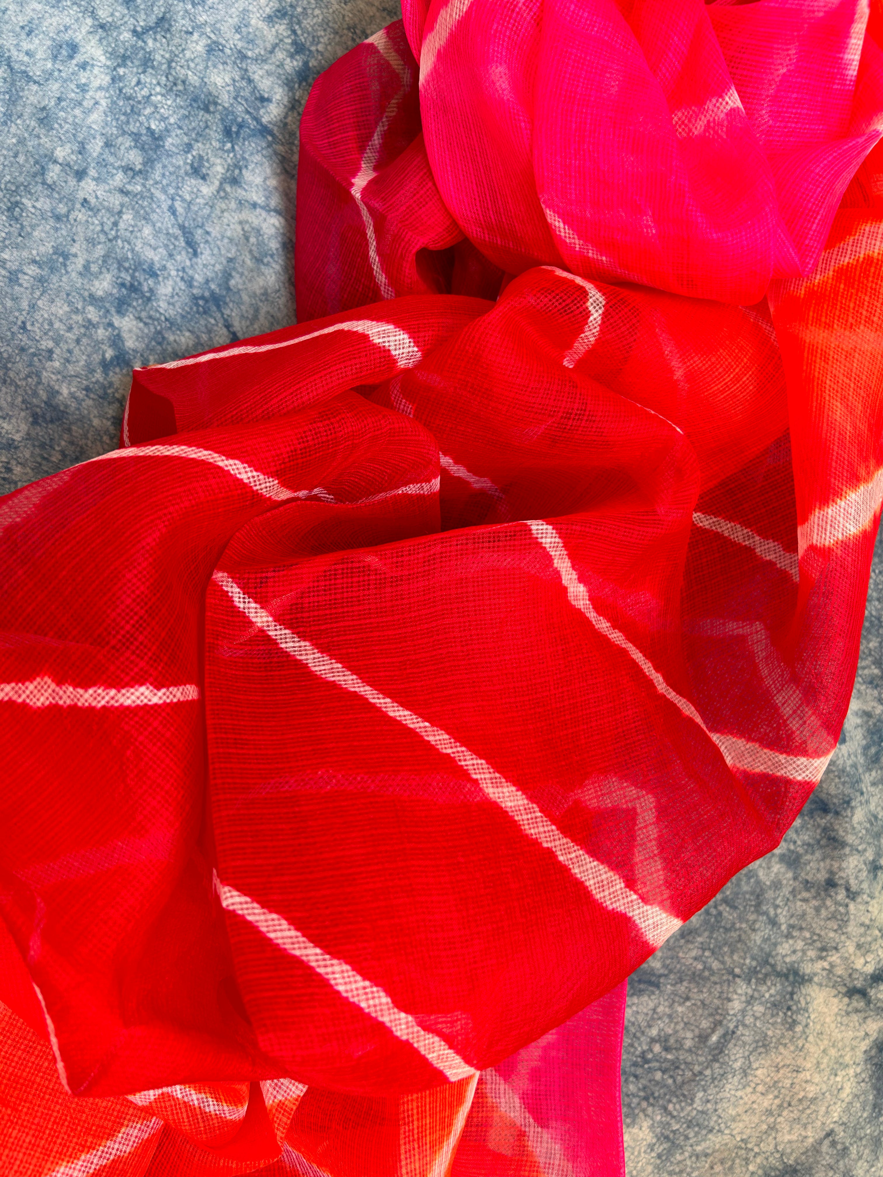Handcrafted Tie-Dye Silk Kota Doria Dupatta