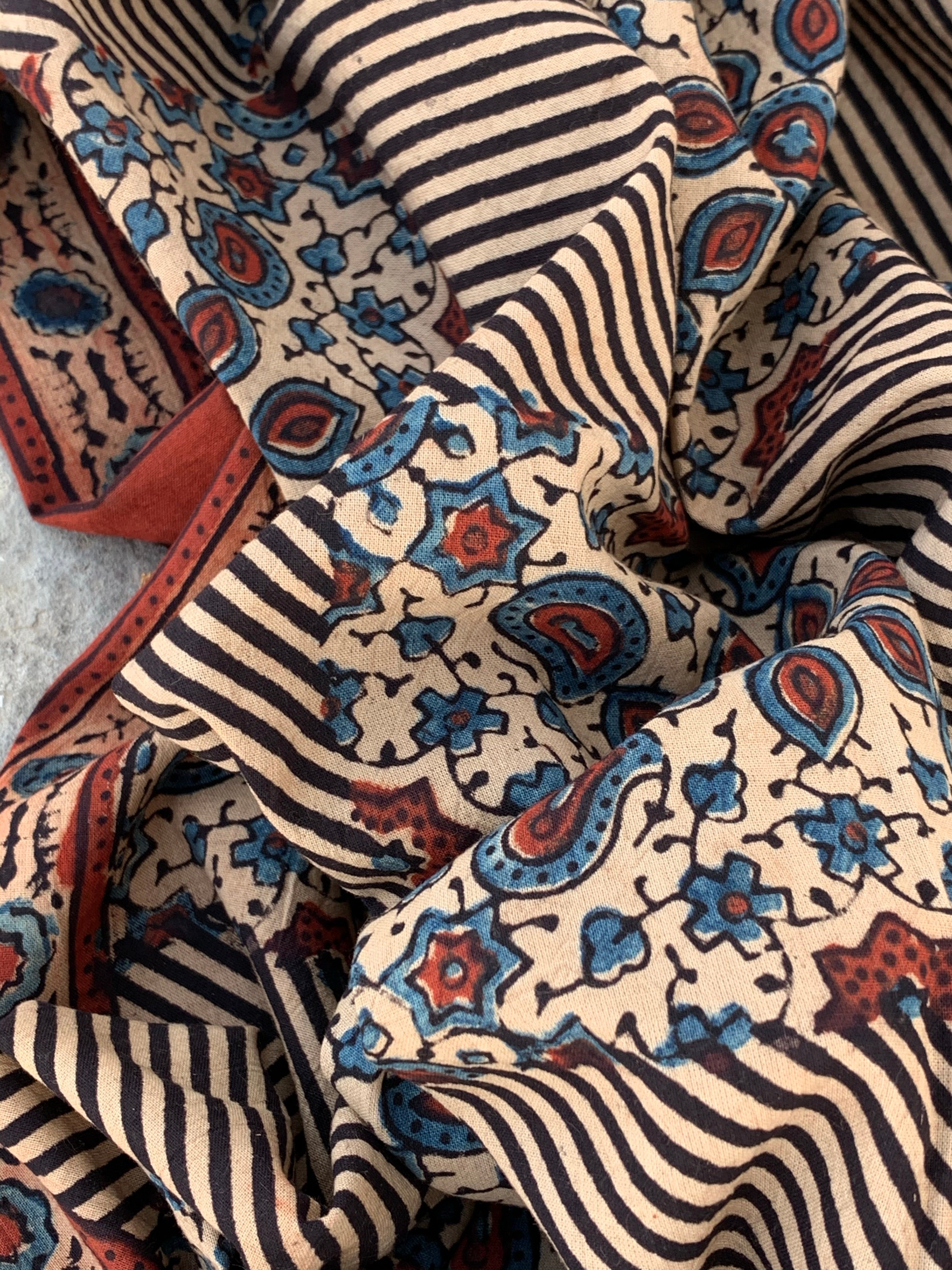 Handblock Ajrakh Dupatta