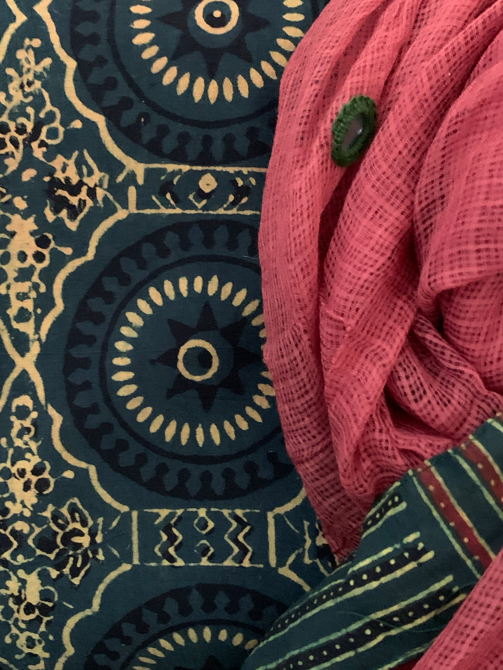 Handblock Ajrakh Cotton Kota Suit