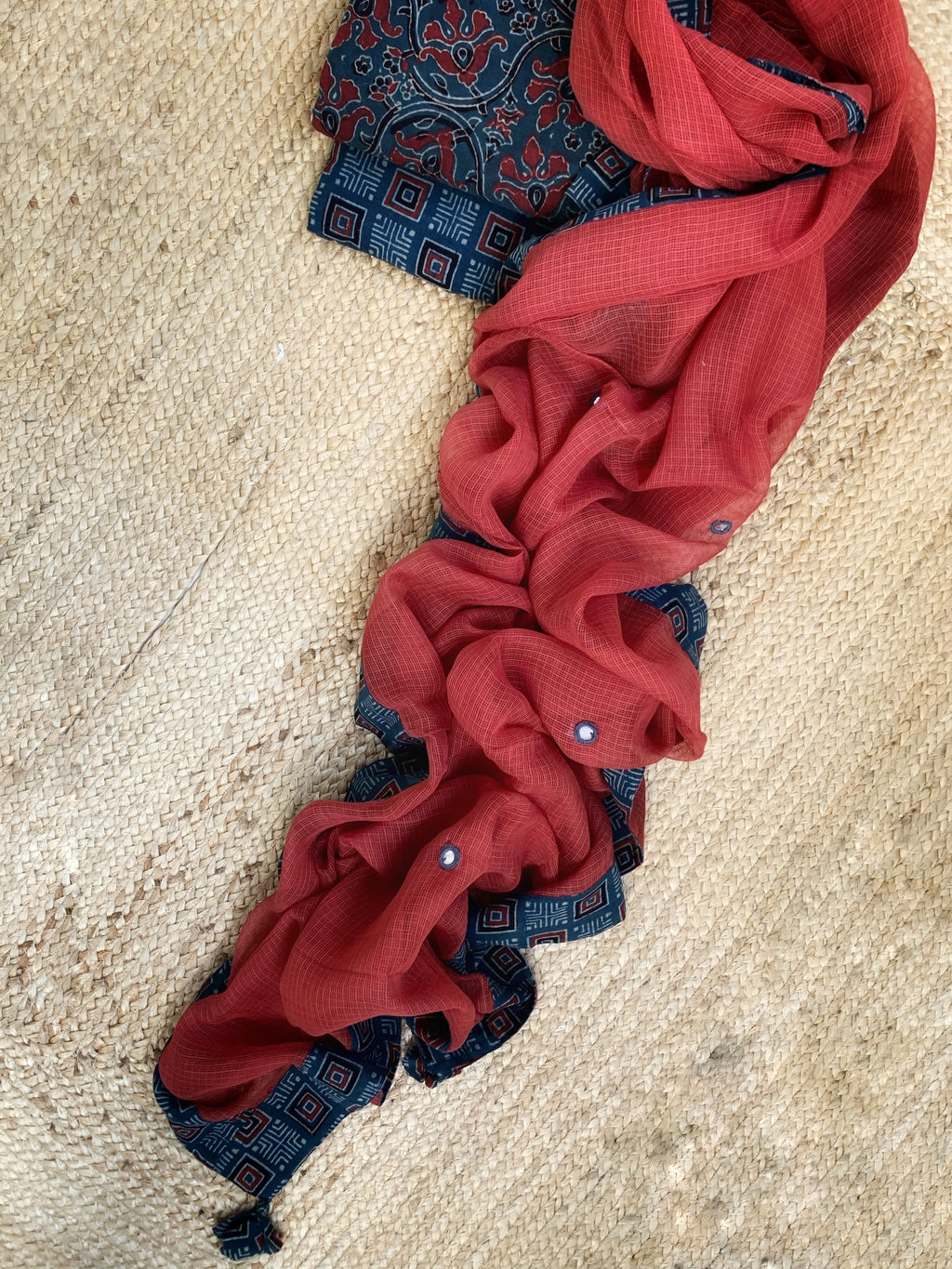 Handblock Ajrakh Cotton Kota Suit