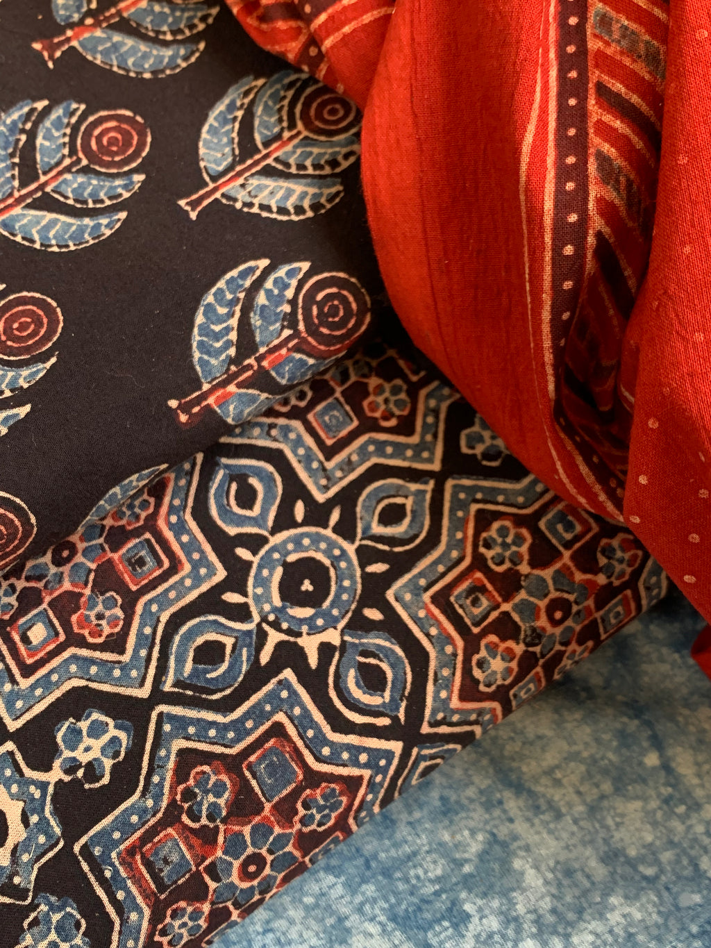Natural Dyes Handblock Ajrakh Cotton Suit