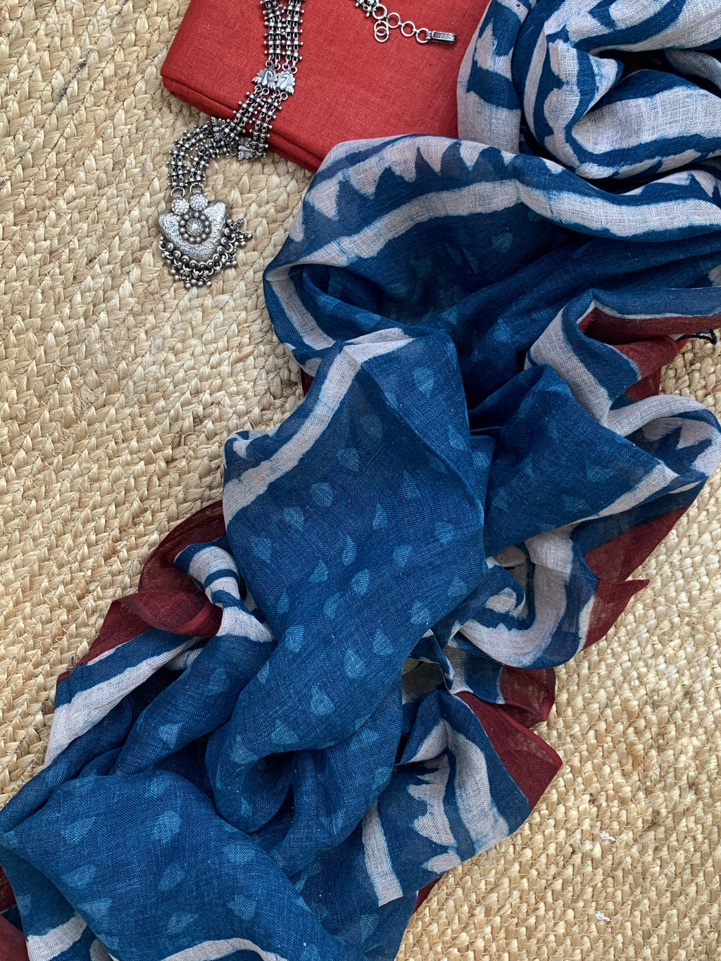 Handcrafted Linen Kurta Dupatta Set