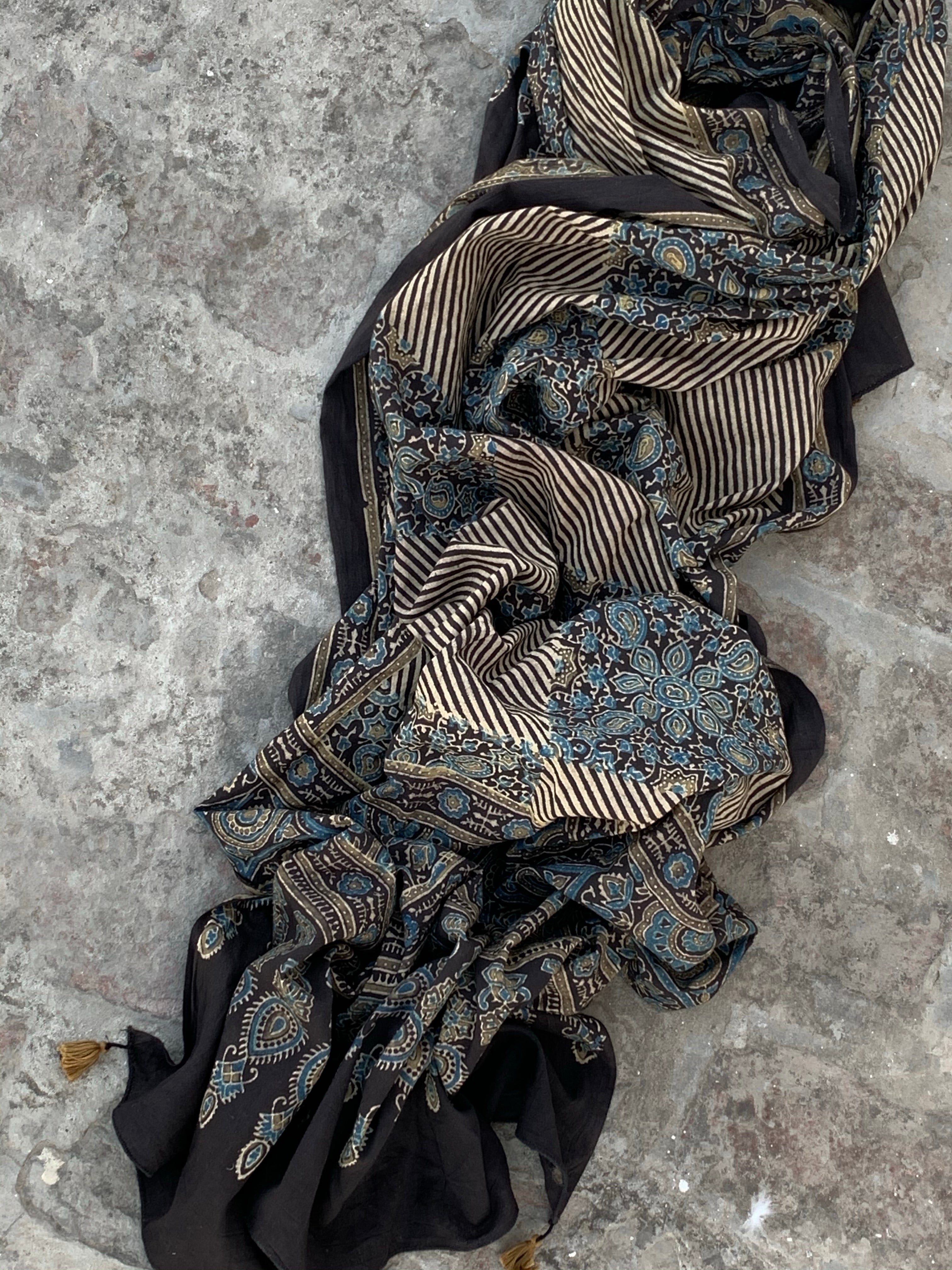 Handblock Ajrakh Dupatta