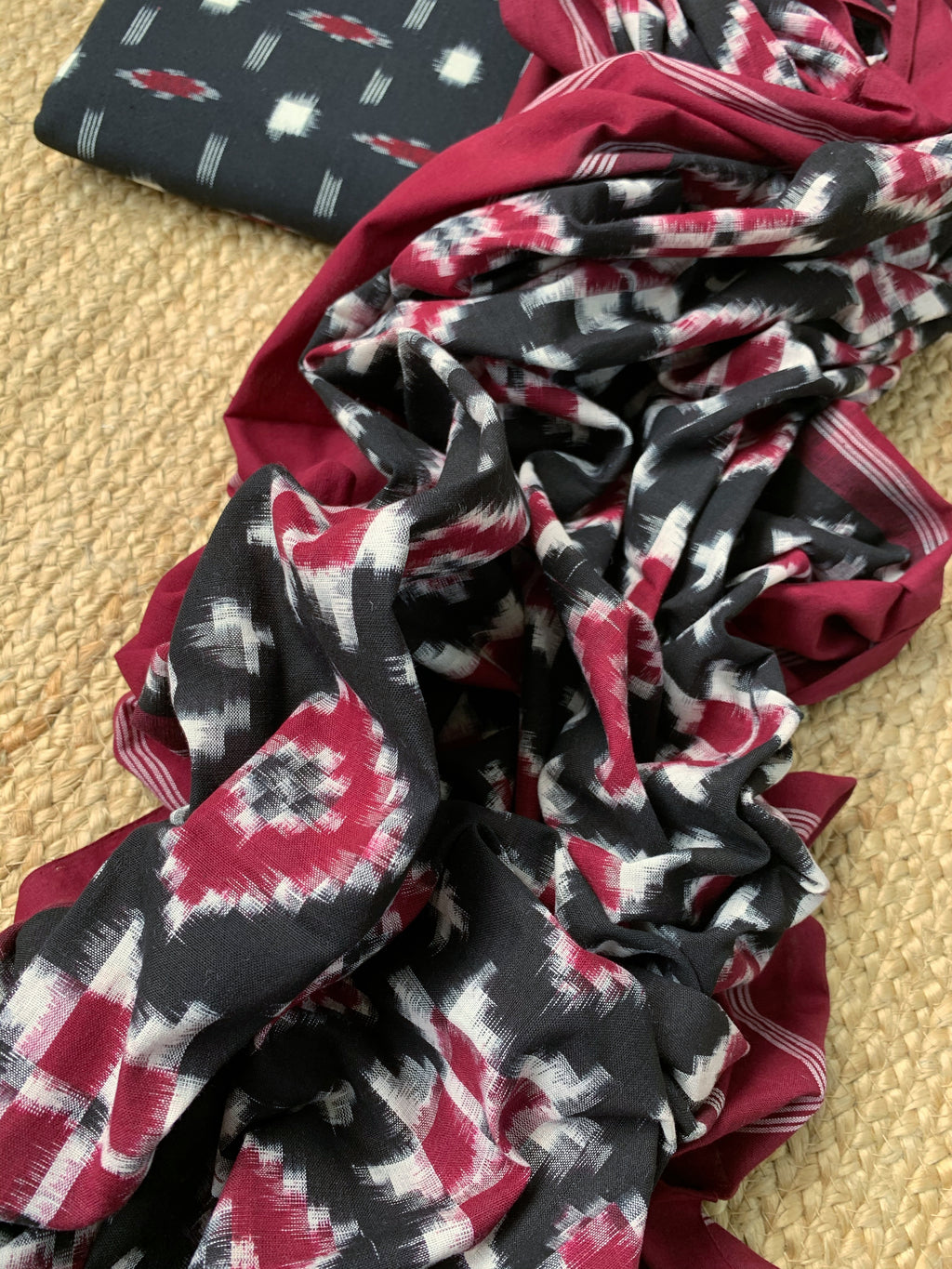 Handwoven Double Ikat Kurta Dupatta Set