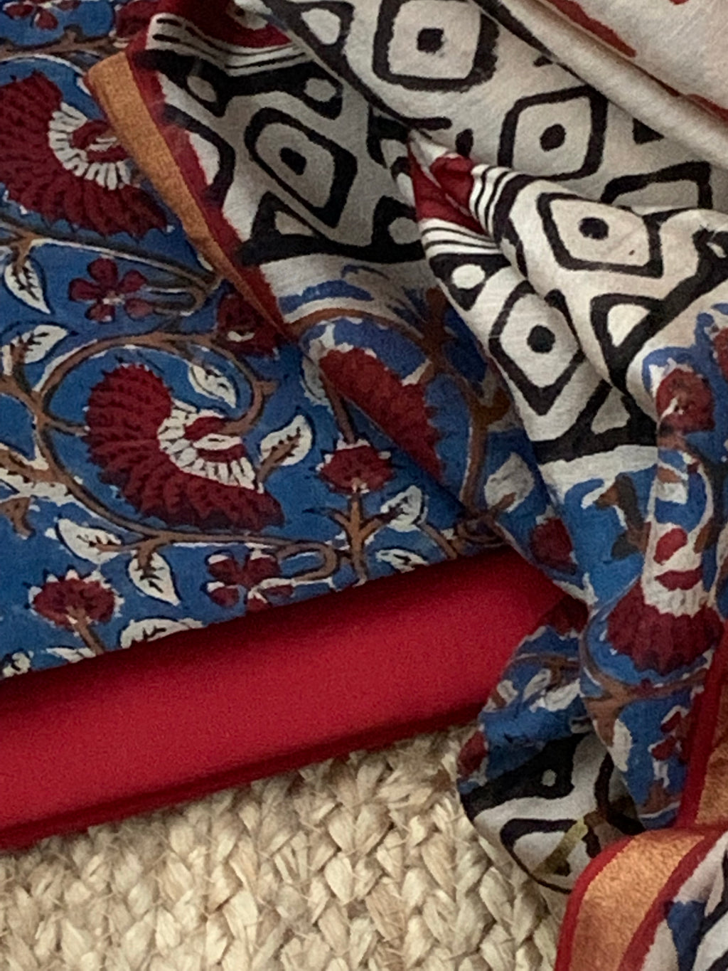 Handblock chanderi suit