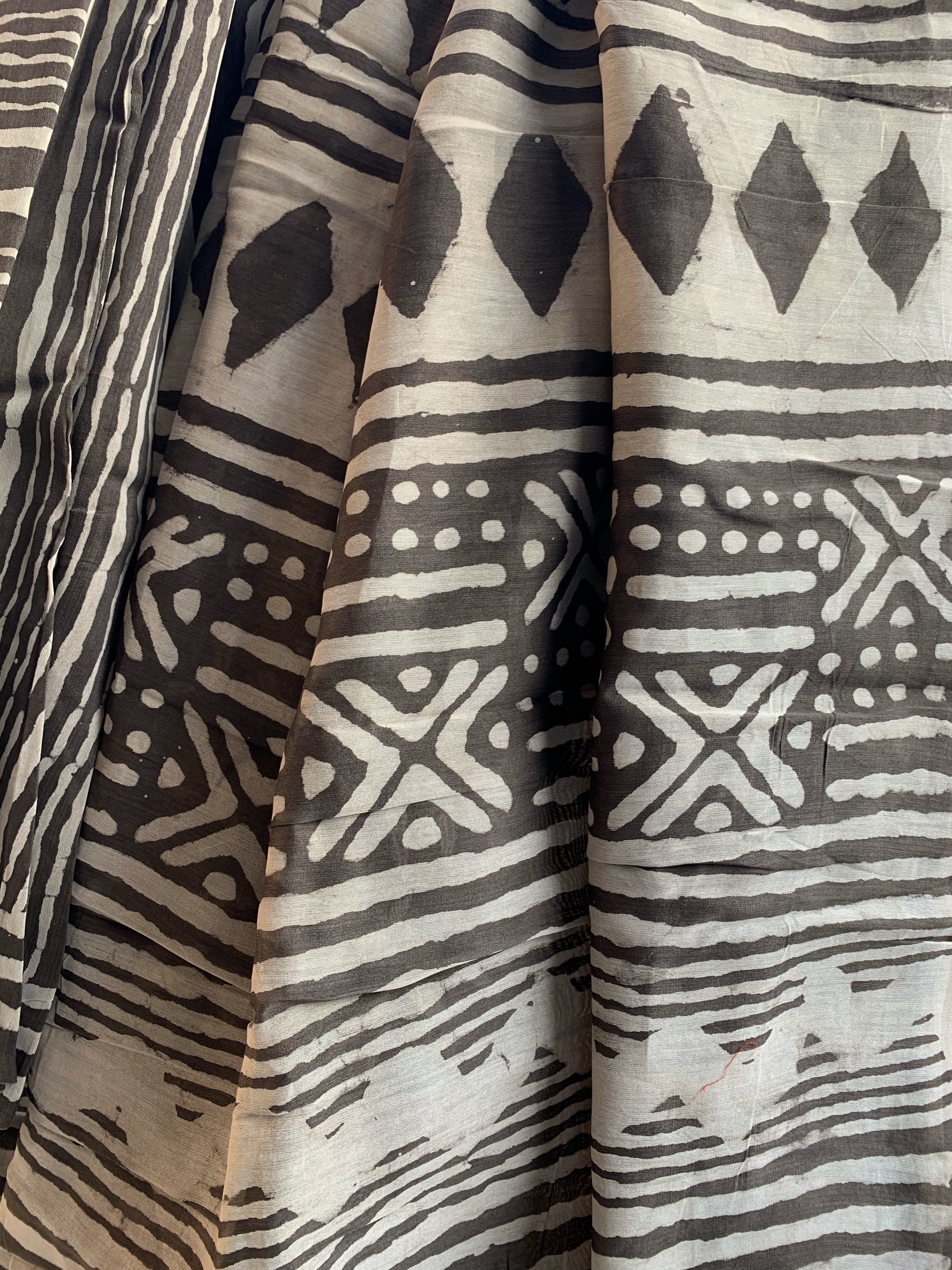 Handblock Printed Chanderi Saree