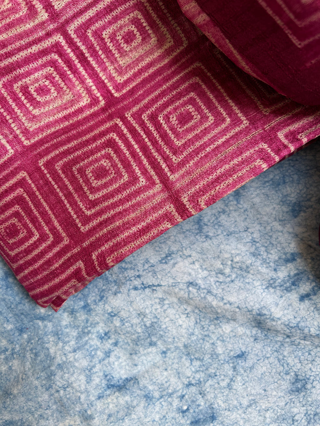 Handwoven & Handmade Tussar Shibori Kurta Dupatta Set