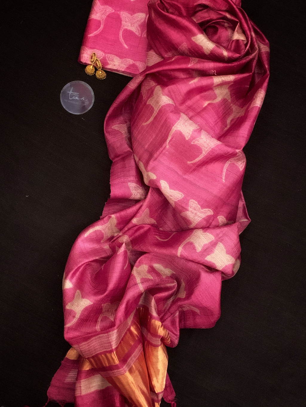 Handwoven & Handmade Tussar Shibori Kurta Dupatta Set