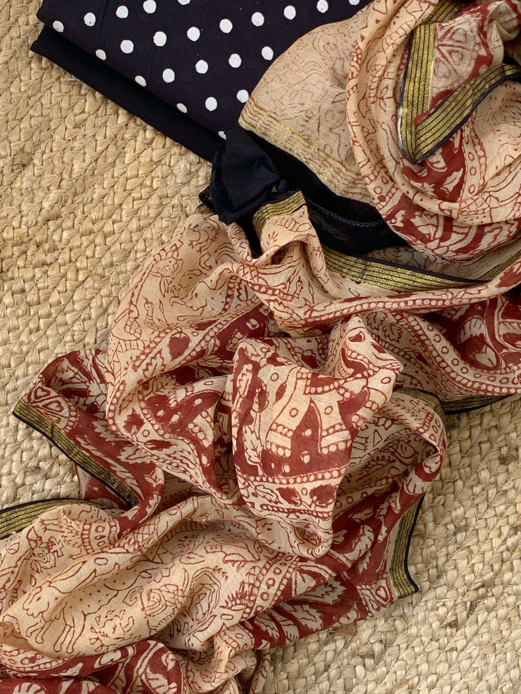 Handblock Cotton Chanderi Suit