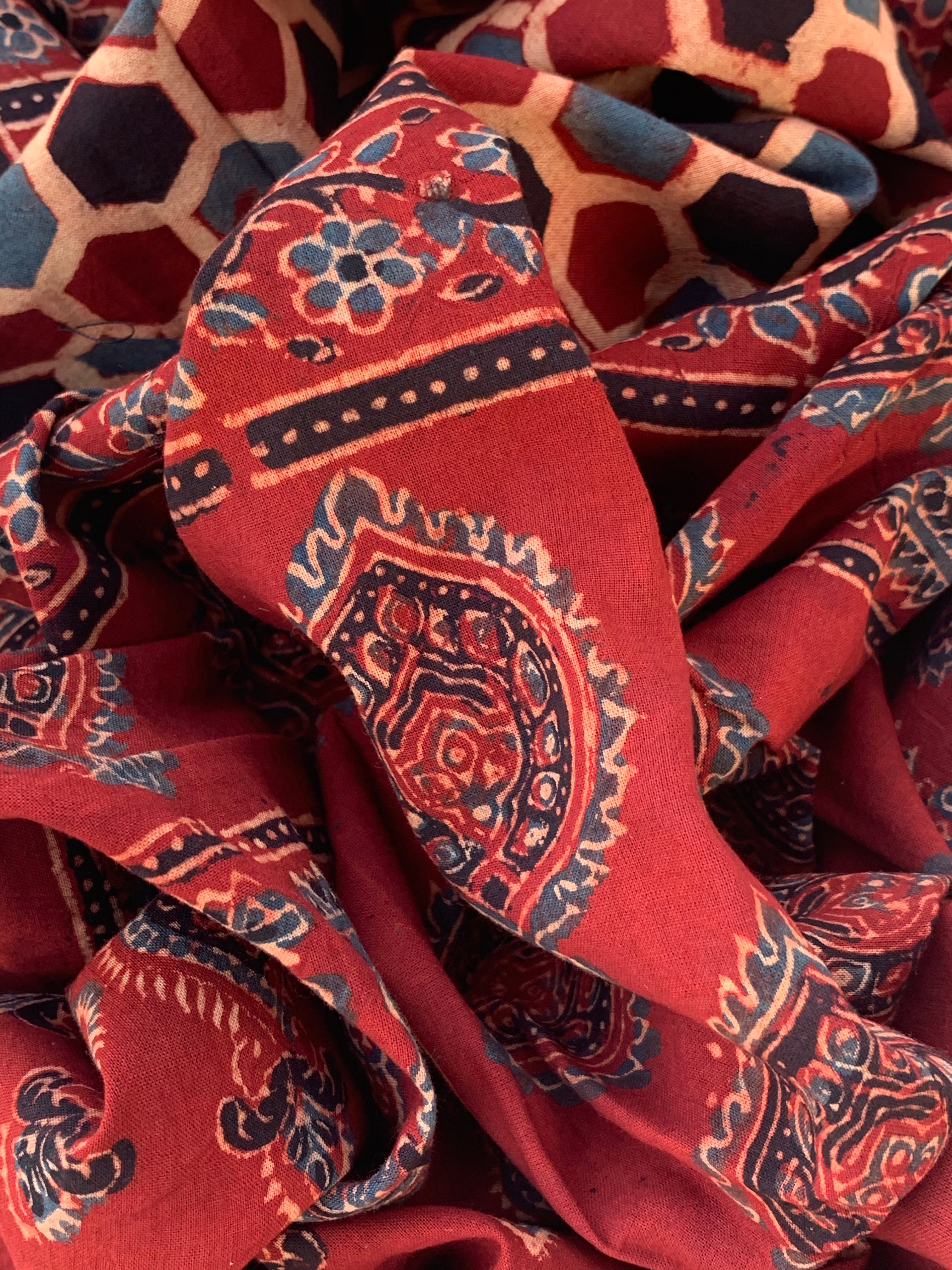 Handblock Ajrakh Cotton Suit