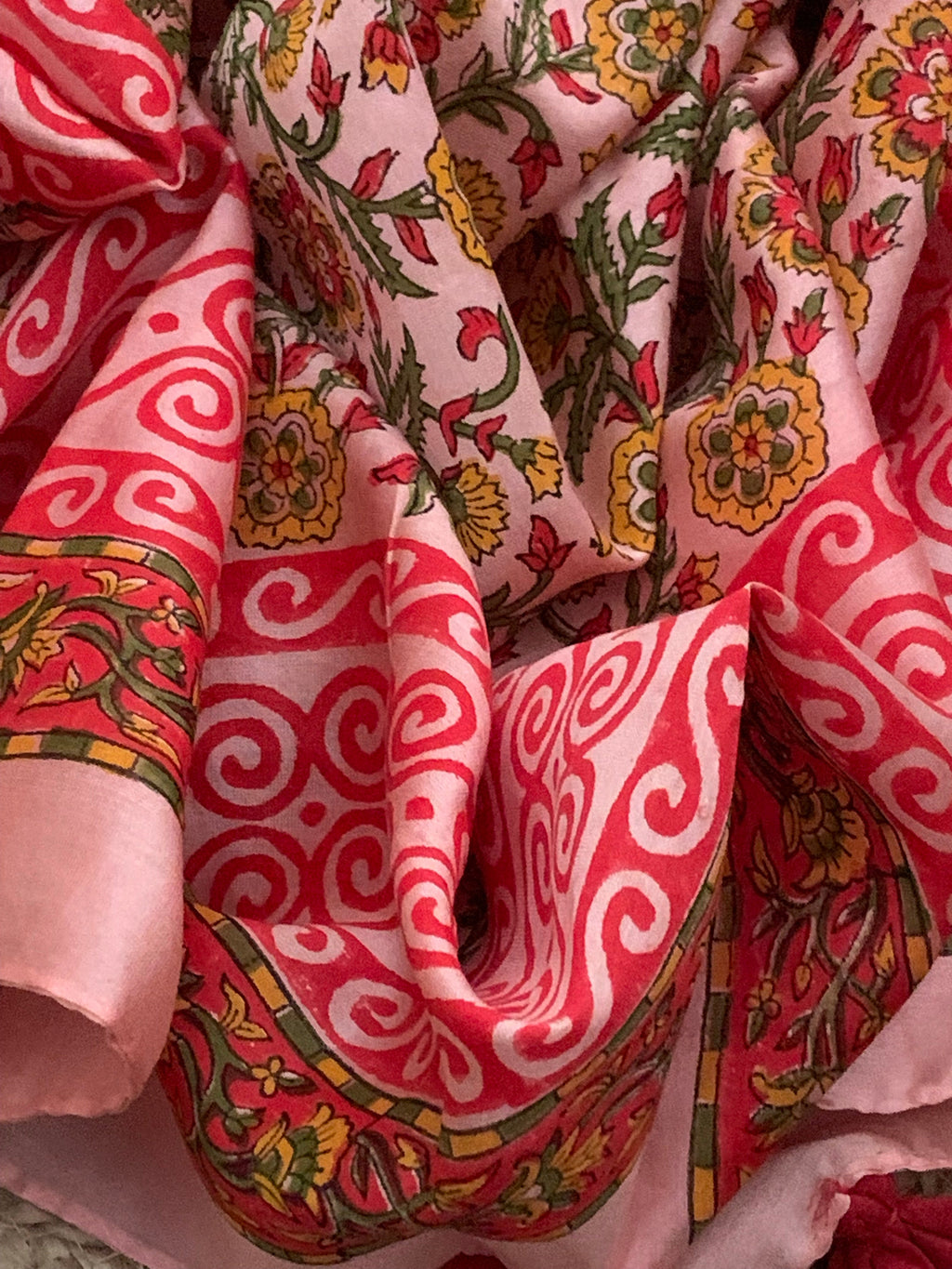 Coral Pink Handcrafted Cotton Chanderi Kurta Dupatta Set