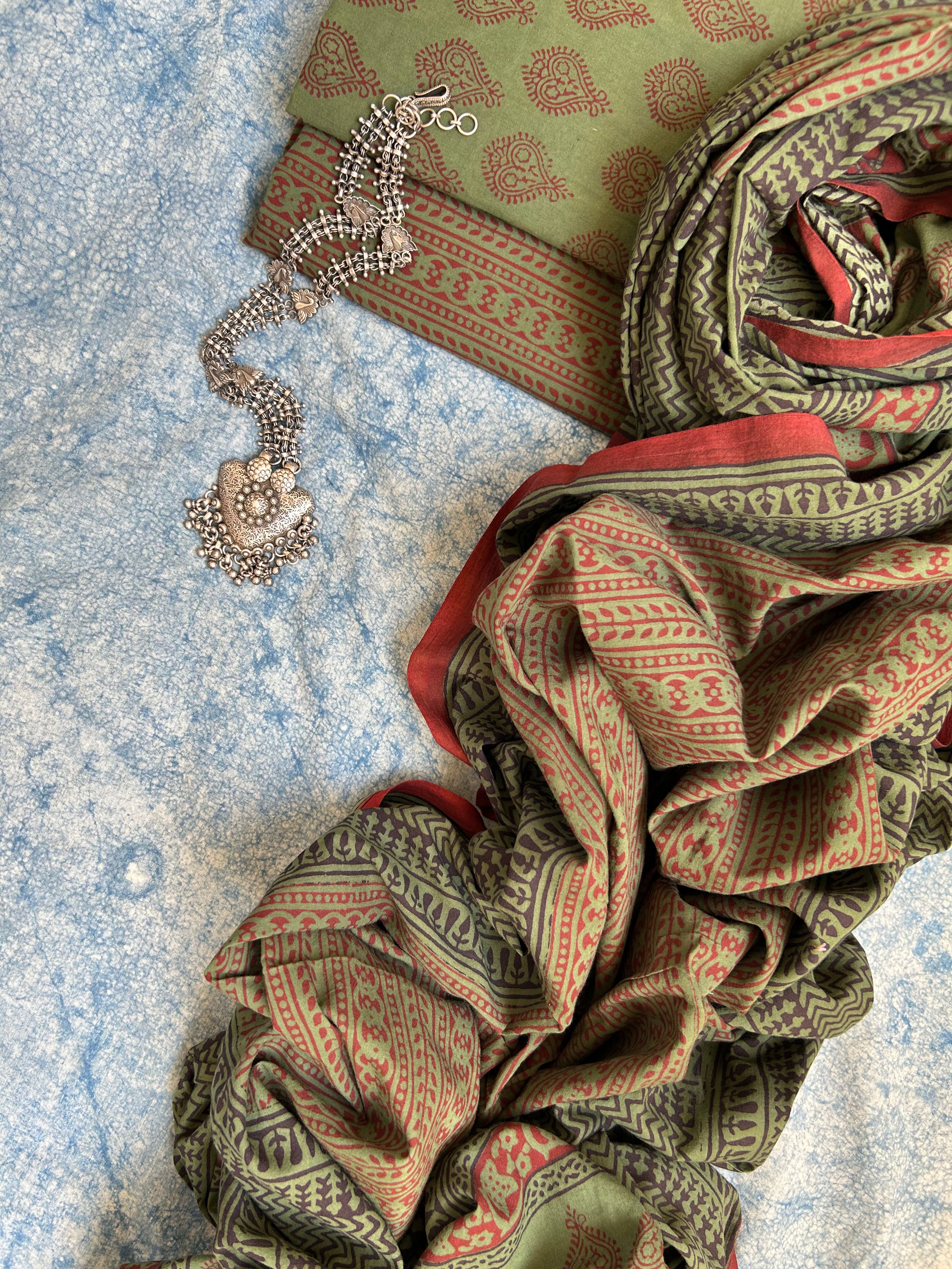 Natural Dyed Bagh Block Print Cotton Suit