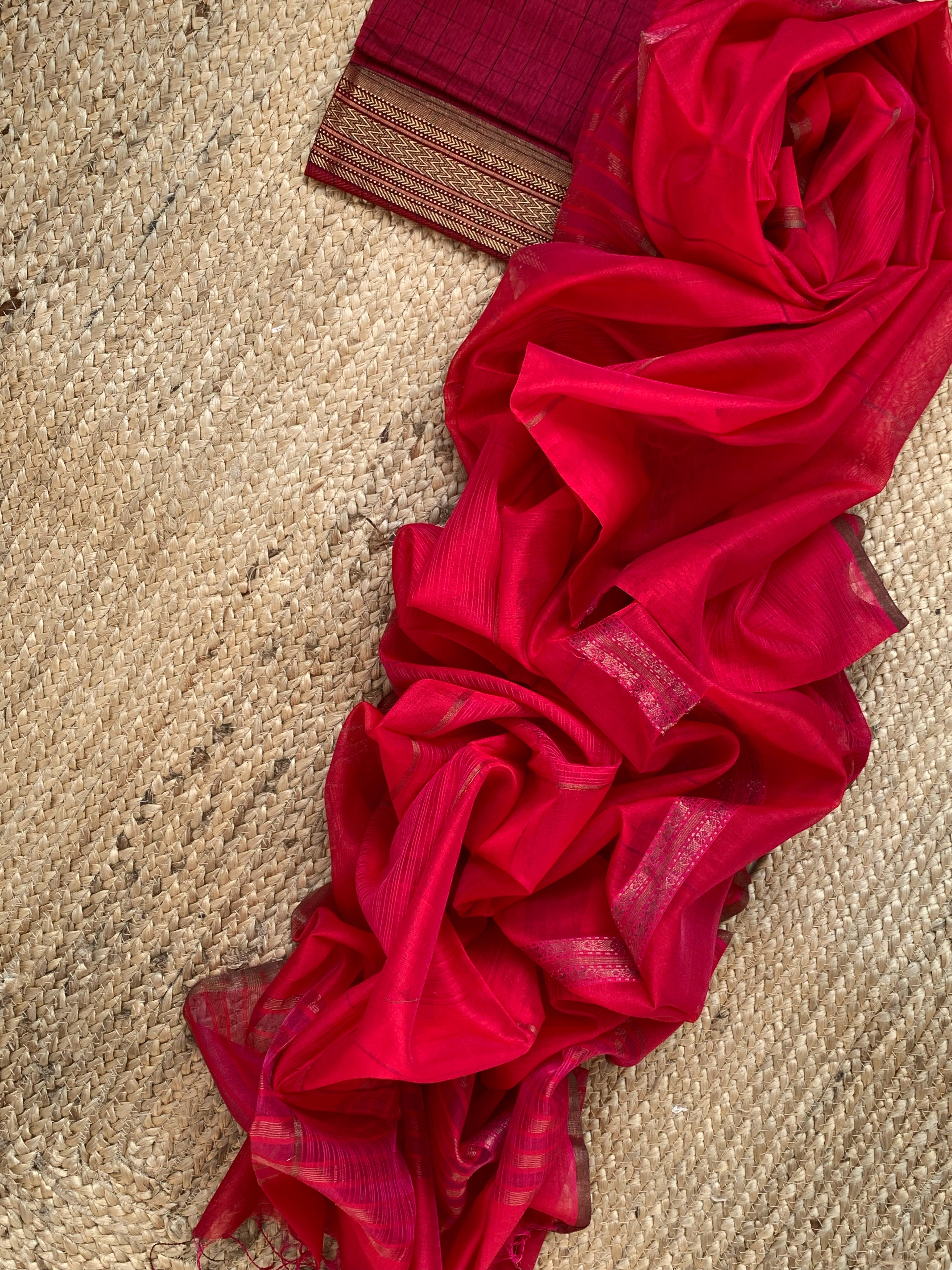 Handwoven Maheshwari Kurta dupatta set