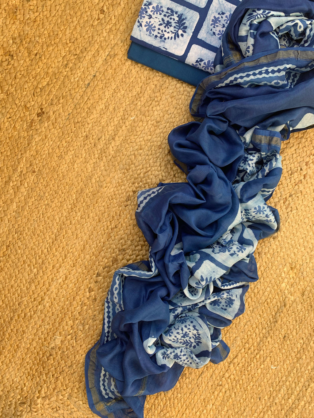 Handblock Batik Cotton Chanderi Suit