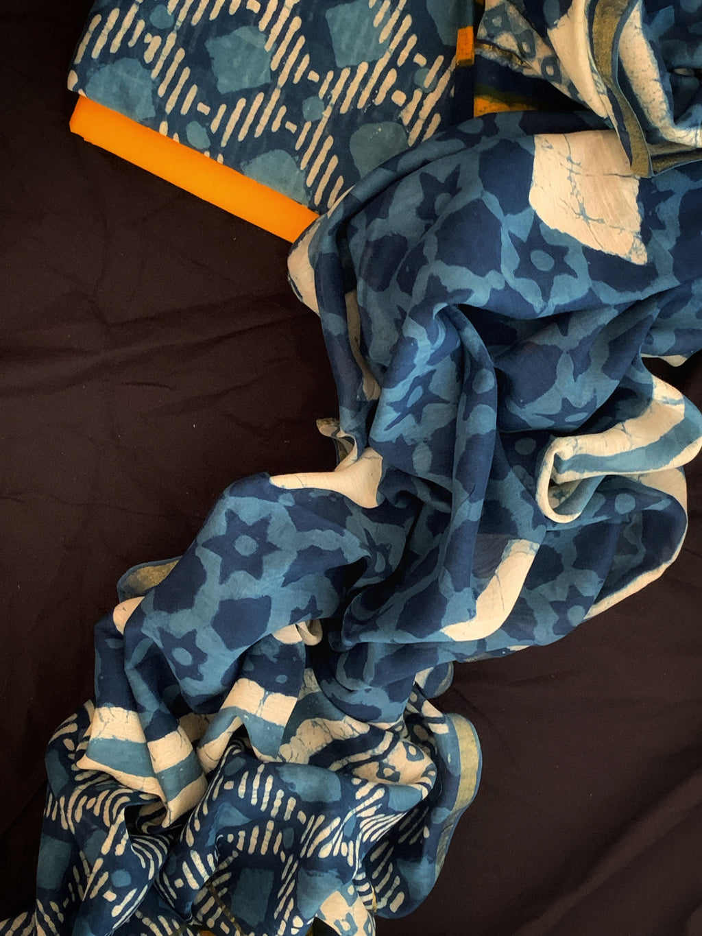 Handblock Chanderi Silk Cotton Suit