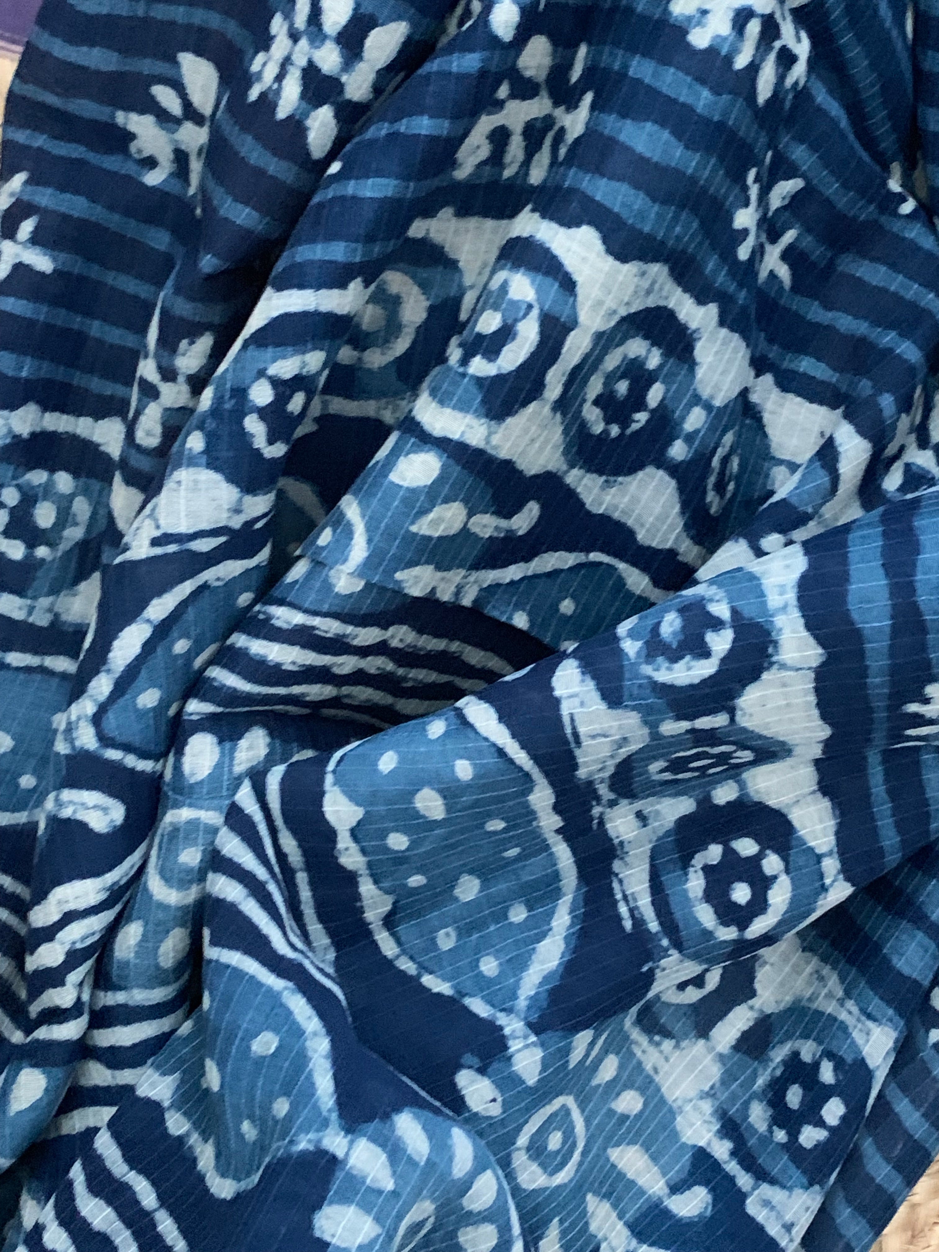 Handblock chanderi suit