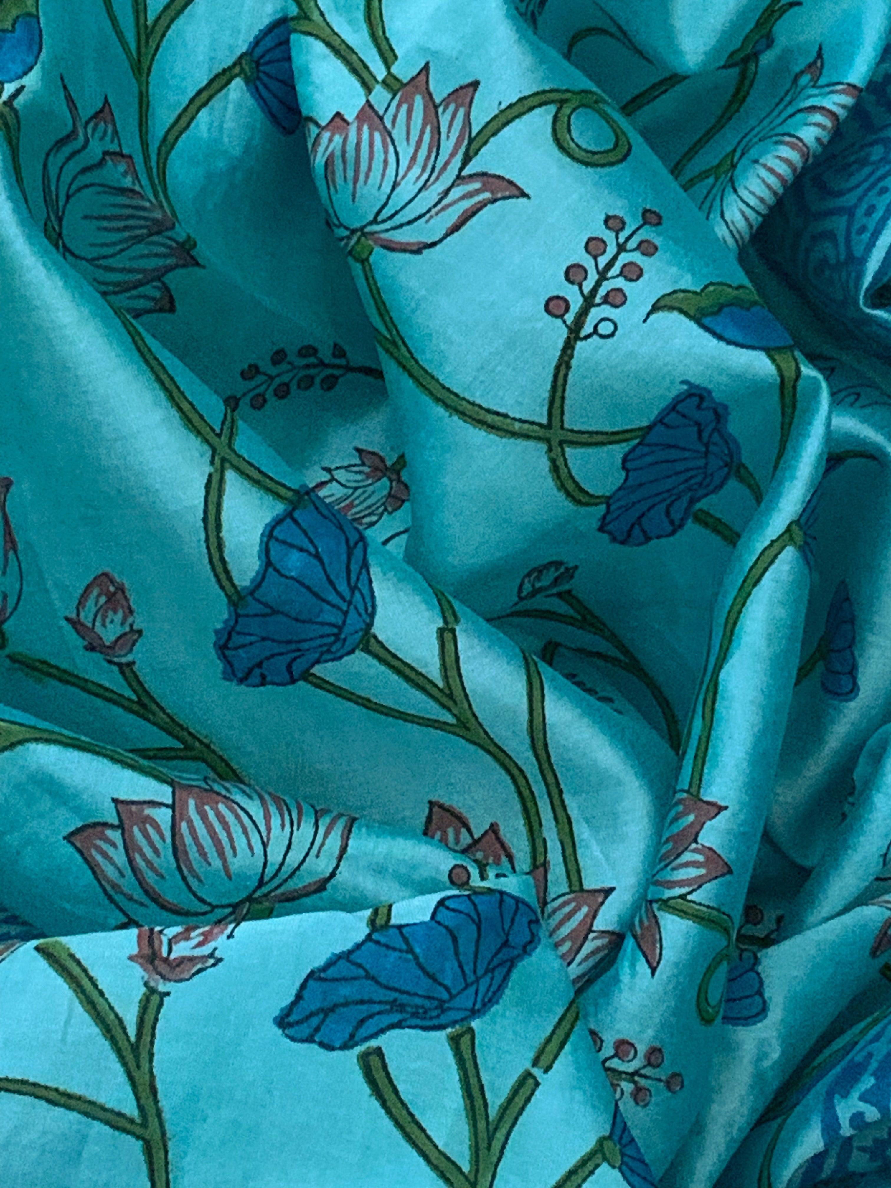 Blue Handcrafted Cotton Chanderi Suit