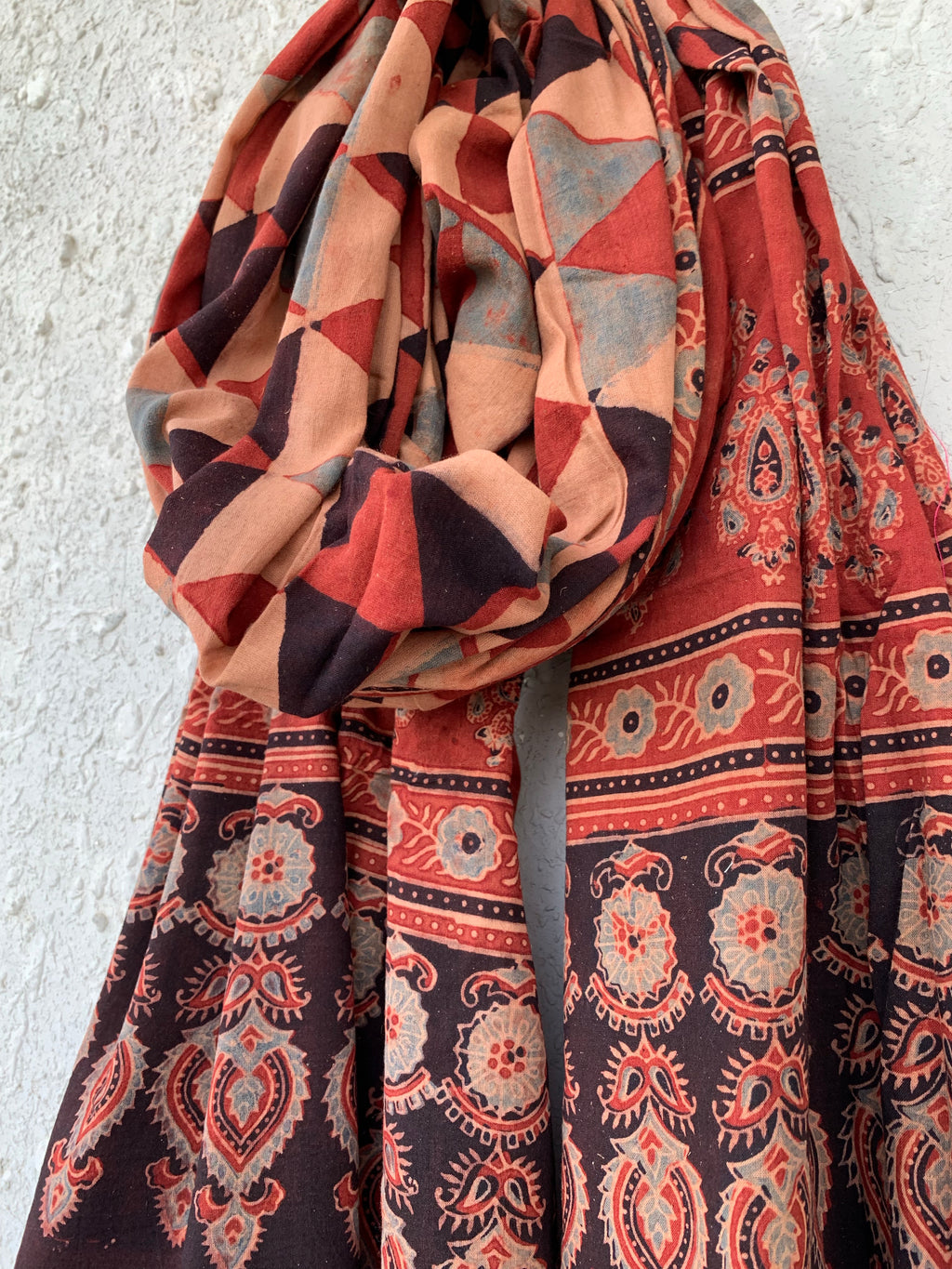 Handblock Ajrakh Dupatta