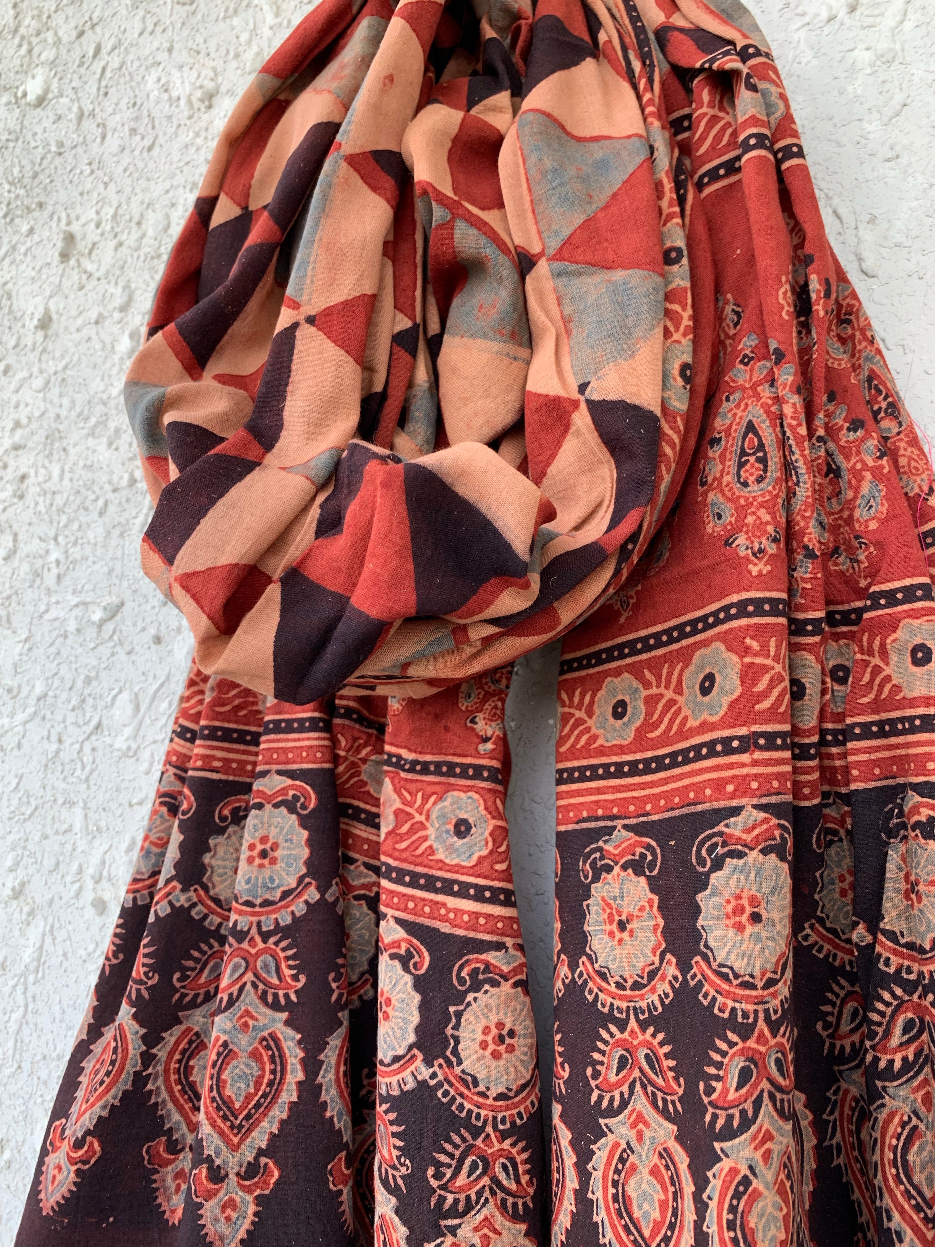 Handblock Ajrakh Dupatta