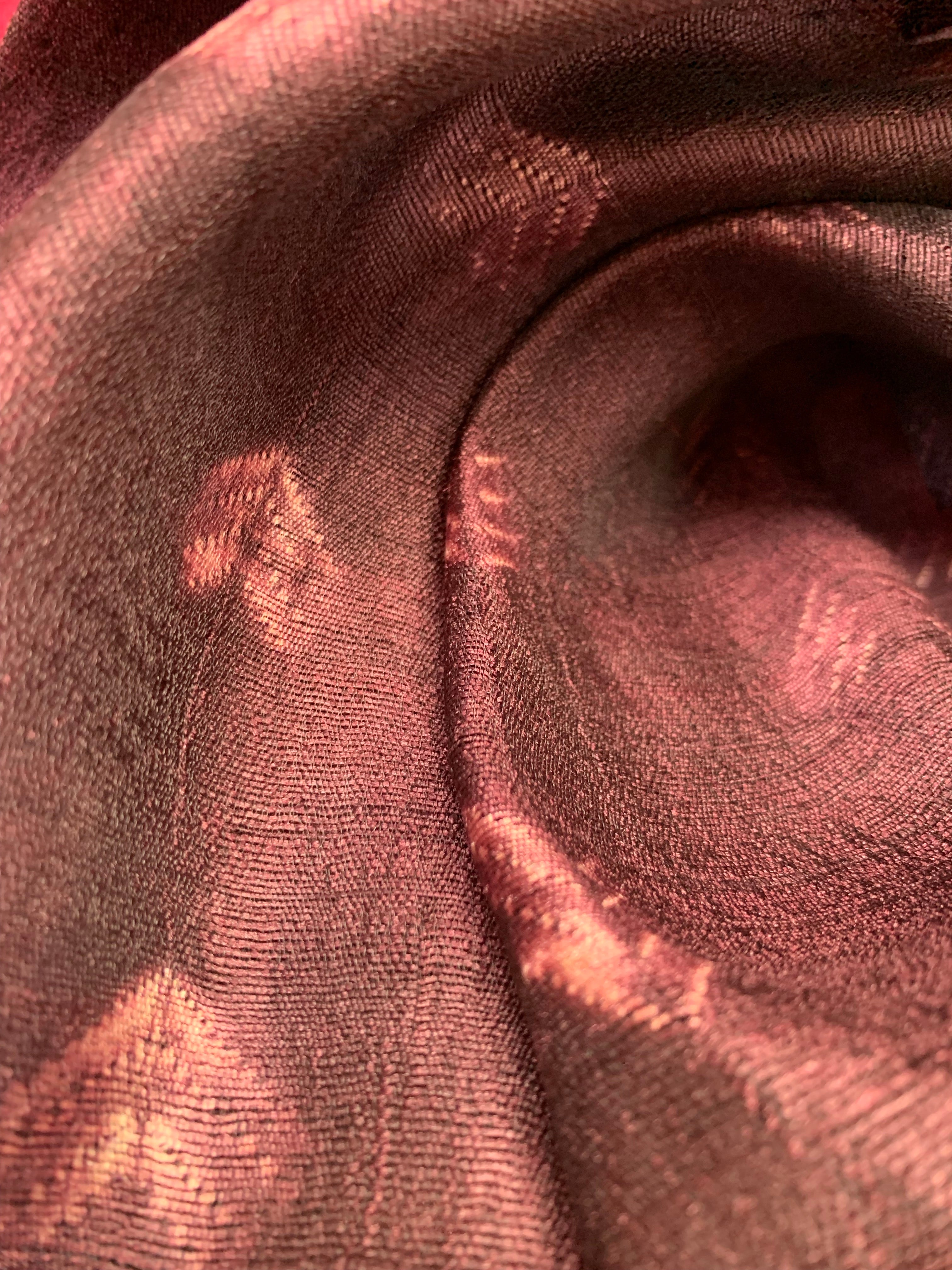 Handwoven & Handmade Tussar Shibori Kurta Dupatta Set -Cola Brown